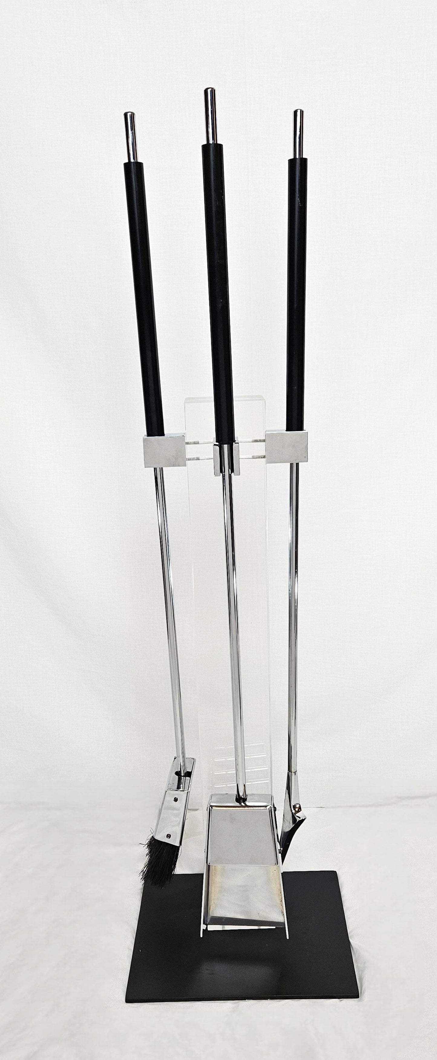 Albrizzi Fireplace Tools MCM Albrizzi Italy Lucite Chrome Fireplace Tools