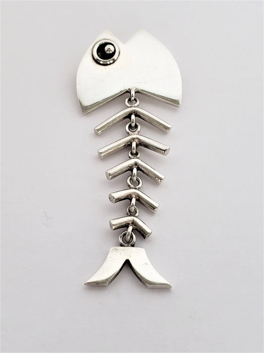 Allan Adler Jewelry RARE Allan Adler Sterling Modernist Fish Bones Articulating Brooch Circa 1950's