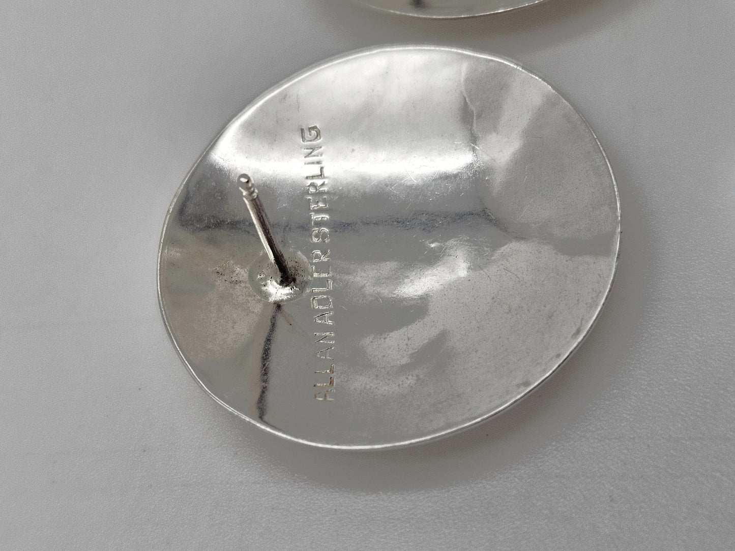 Allan Adler Jewelry RARE Allan Adler Sterling Silver Modernist Textured Disc Earrings Circa 1950's
