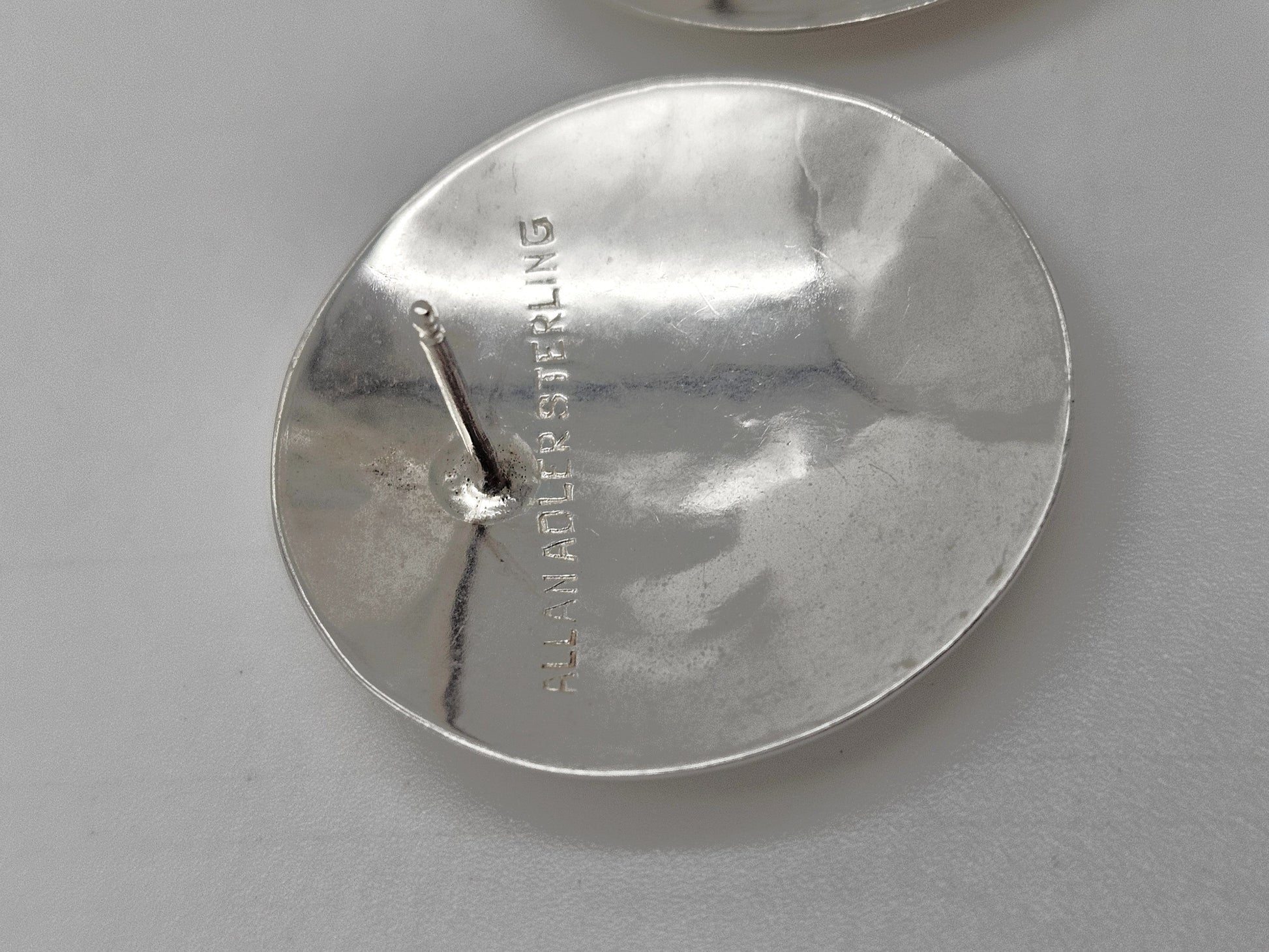 Allan Adler Jewelry RARE Allan Adler Sterling Silver Modernist Textured Disc Earrings Circa 1950's