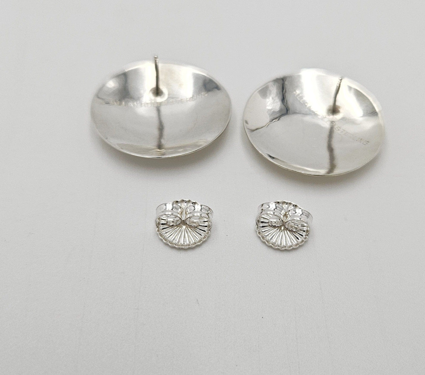Allan Adler Jewelry RARE Allan Adler Sterling Silver Modernist Textured Disc Earrings Circa 1950's