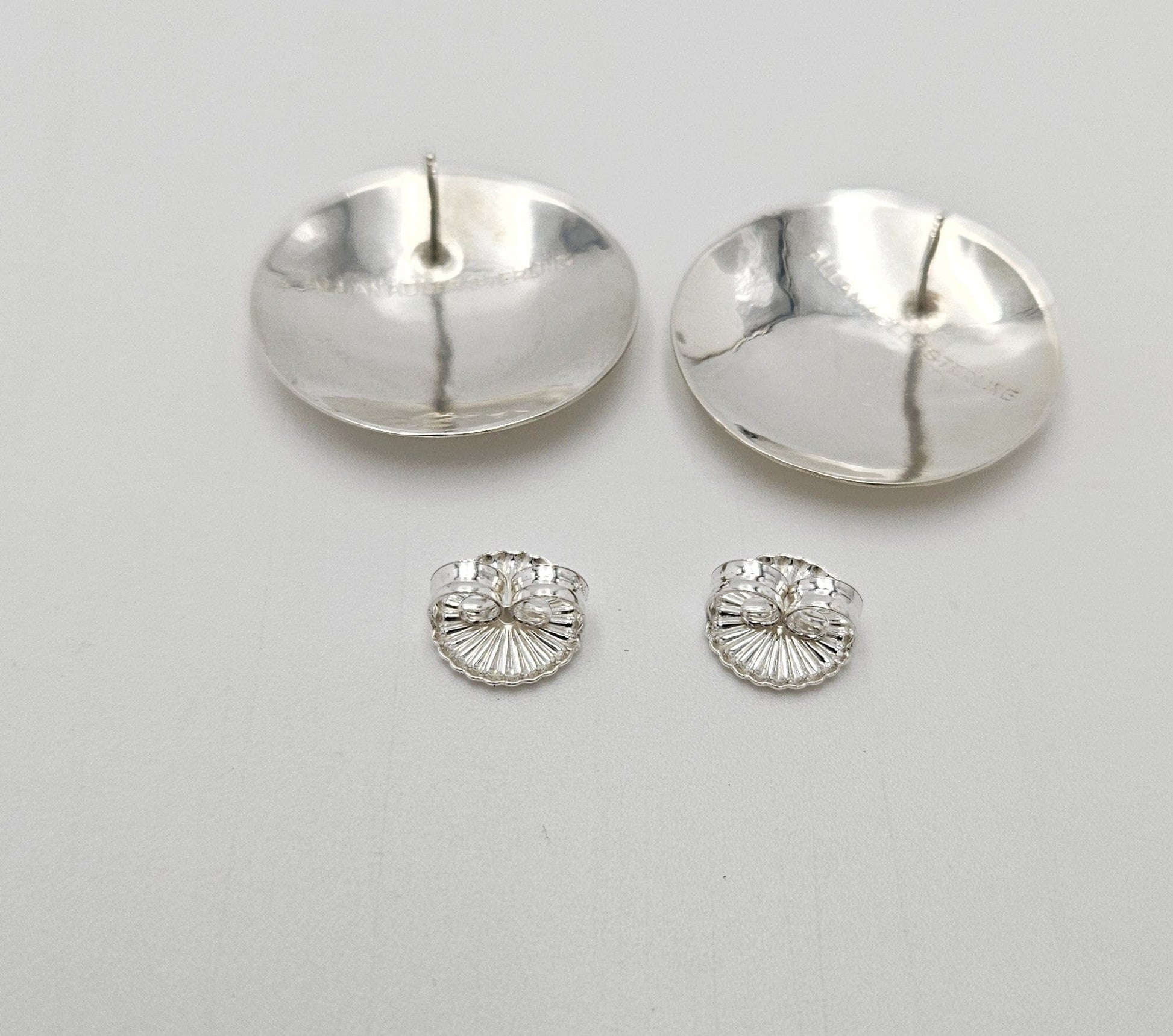 Allan Adler Jewelry RARE Allan Adler Sterling Silver Modernist Textured Disc Earrings Circa 1950's
