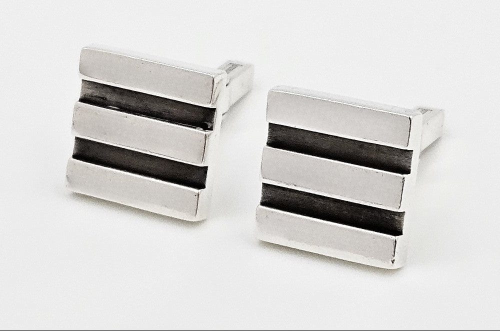 Allan Adler Jewelry Rare Iconic Designer Allan Adler Sterling Silver Modernist Cufflinks C. 1960's