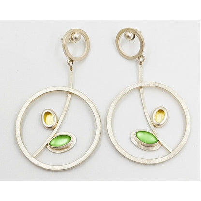 Amy Faust Jewelry Artisan Amy Faust Sterling Modernist XL Drop Dangle Earrings