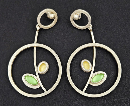 Amy Faust Jewelry Artisan Amy Faust Sterling Modernist XL Drop Dangle Earrings