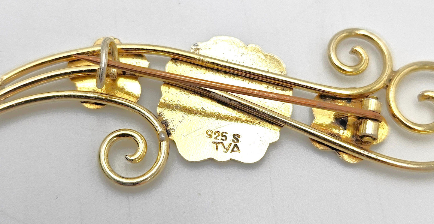 Andresen & Scheinpflug Jewelry Rare Andresen Scheinpflug Norway Sterling Enamel Multi Flower Brooch C 1930s