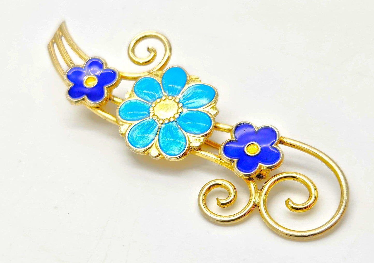 Andresen & Scheinpflug Jewelry Rare Andresen Scheinpflug Norway Sterling Enamel Multi Flower Brooch C 1930s