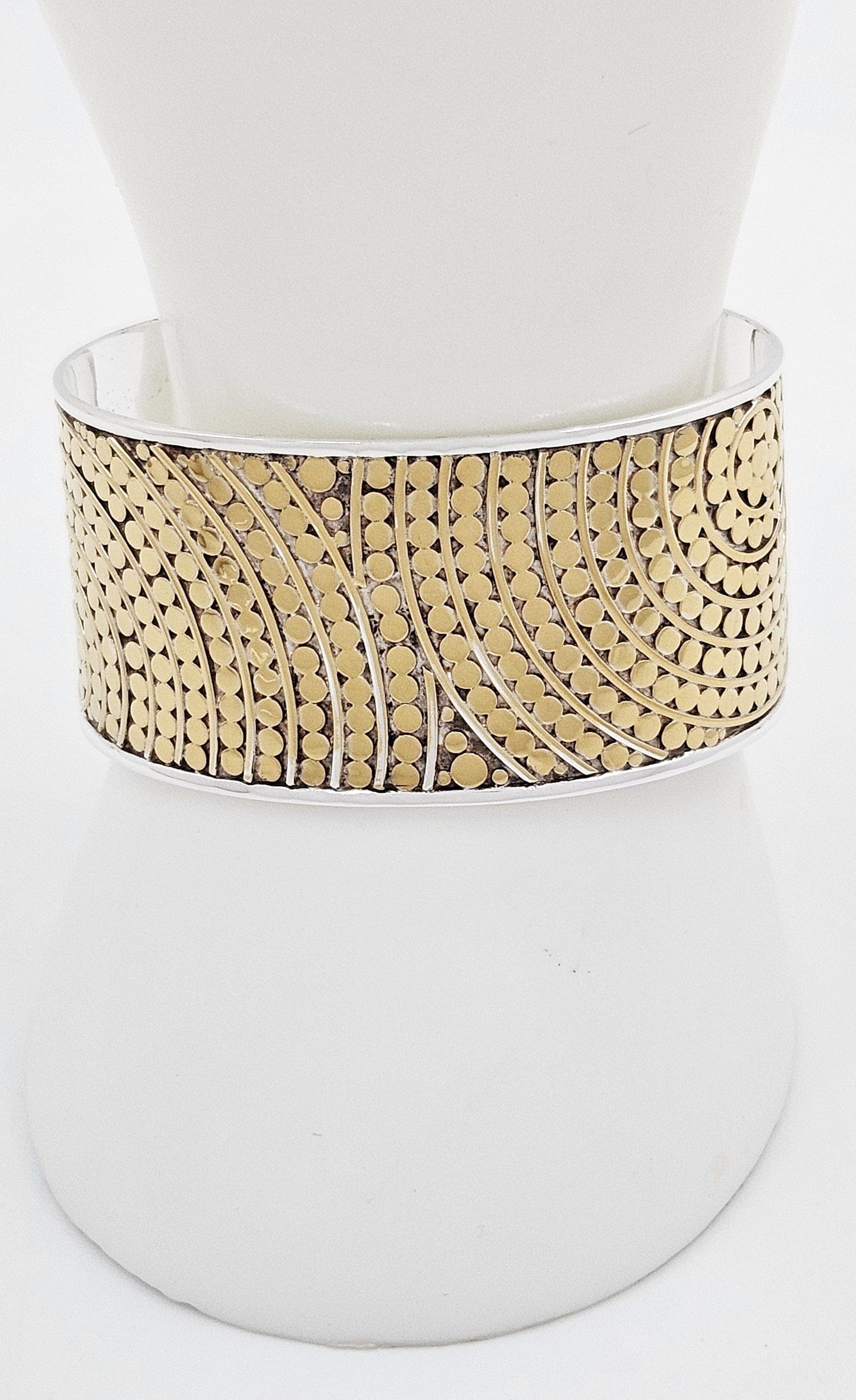 Anna Beck Jewelry Superb Anna Beck 2 Tone Sterling Modernist Retired Dots Mosaic Cuff Bracelet