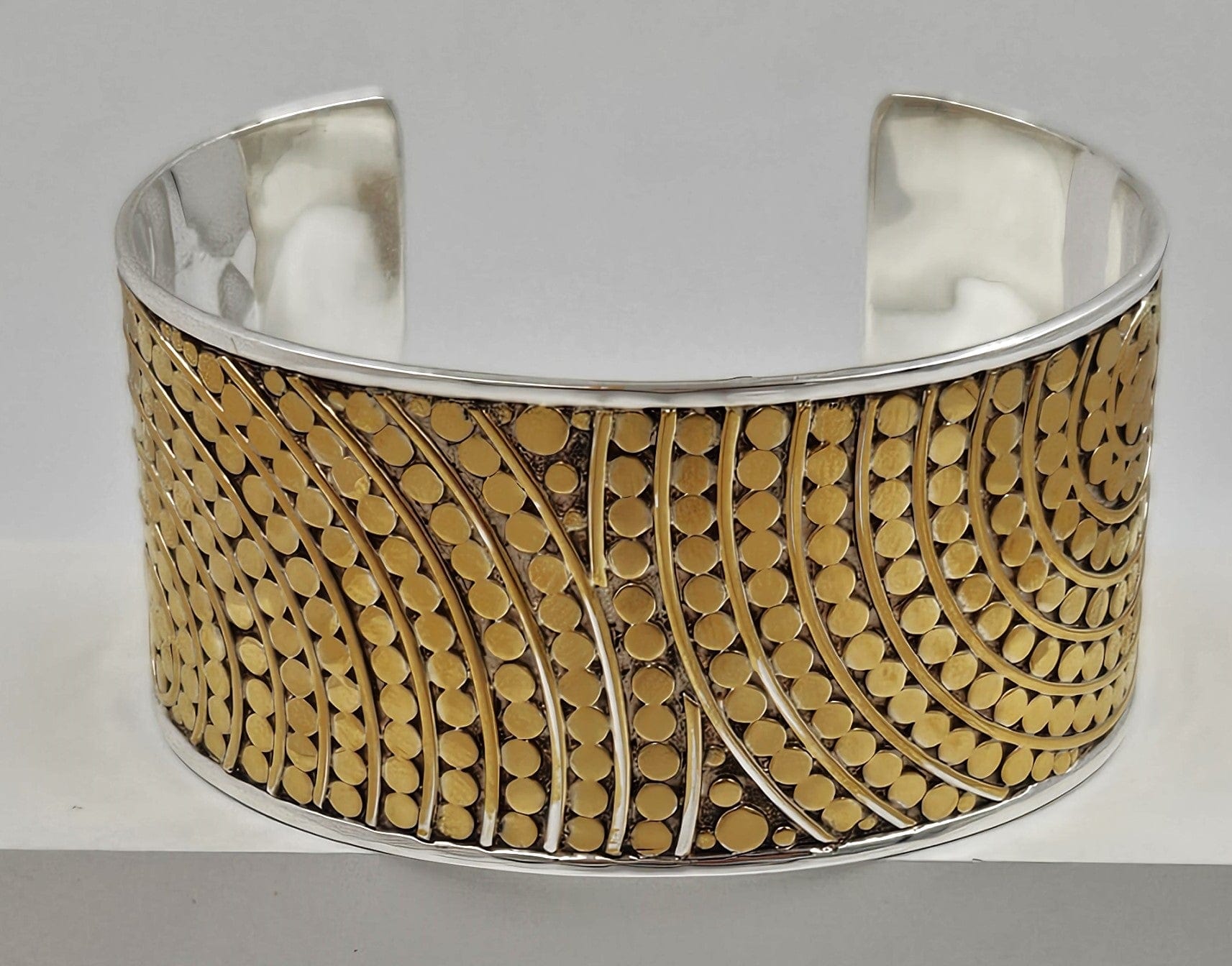 Anna Beck Jewelry Superb Anna Beck 2 Tone Sterling Modernist Retired Dots Mosaic Cuff Bracelet