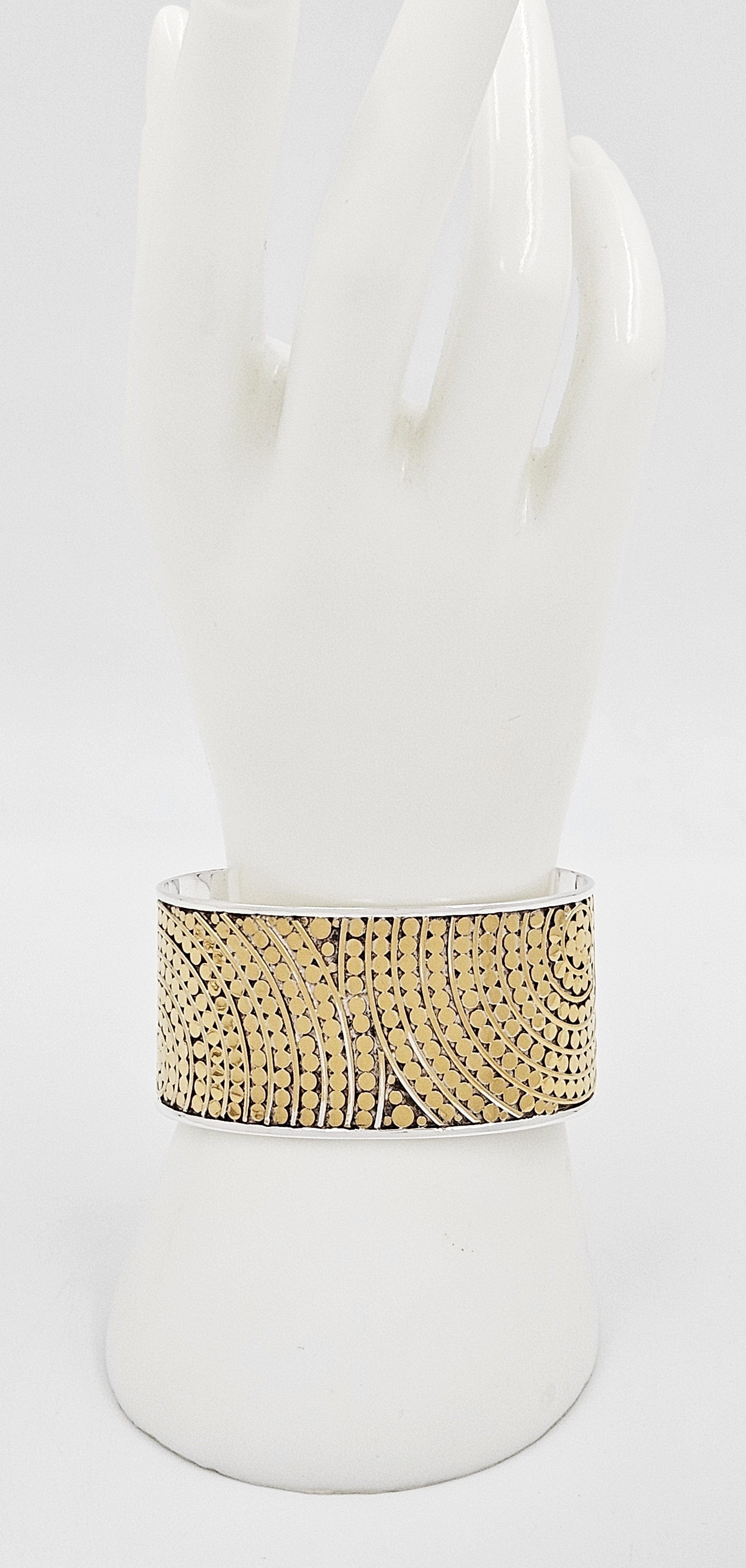 Anna Beck Jewelry Superb Anna Beck 2 Tone Sterling Modernist Retired Dots Mosaic Cuff Bracelet