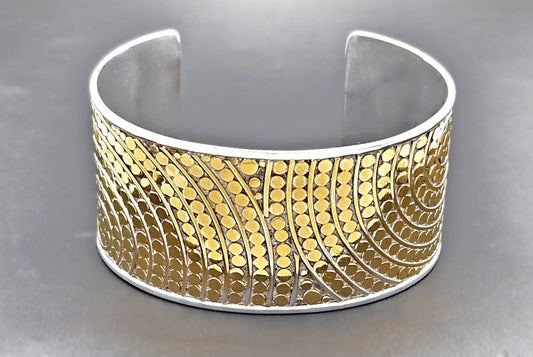 Anna Beck Jewelry Superb Anna Beck 2 Tone Sterling Modernist Retired Dots Mosaic Cuff Bracelet