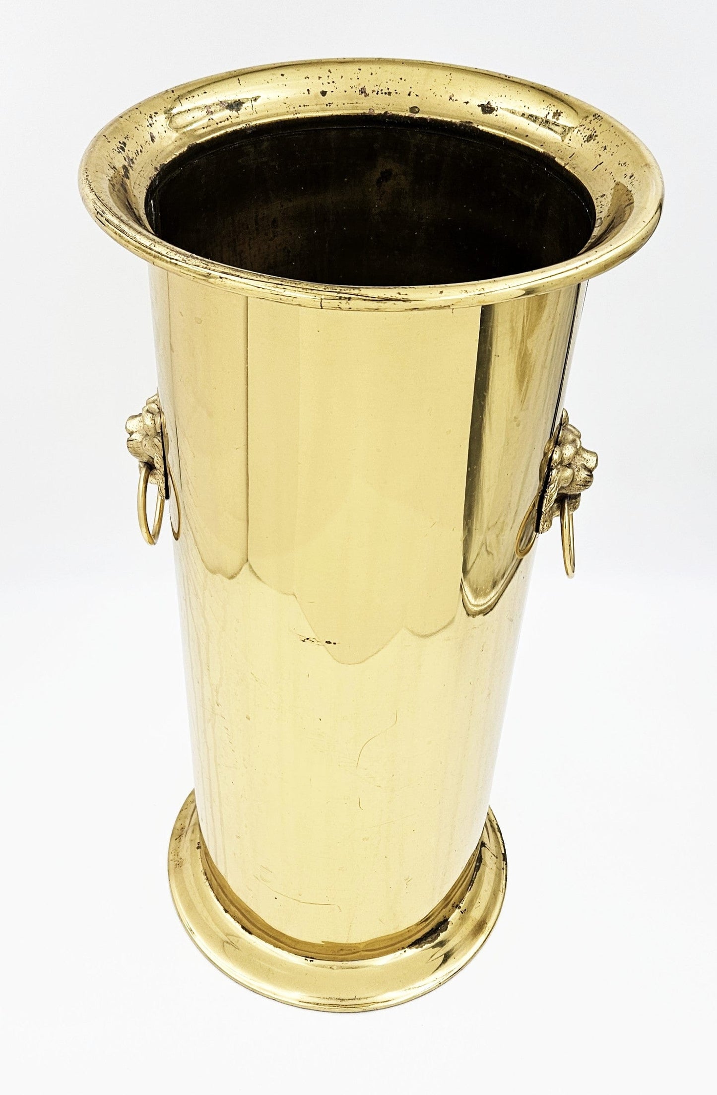 Antique Brass Umbrella Stand Home Decor Vintage Brass Lion Head Handles Tall Umbrella Stand or Planter Pot