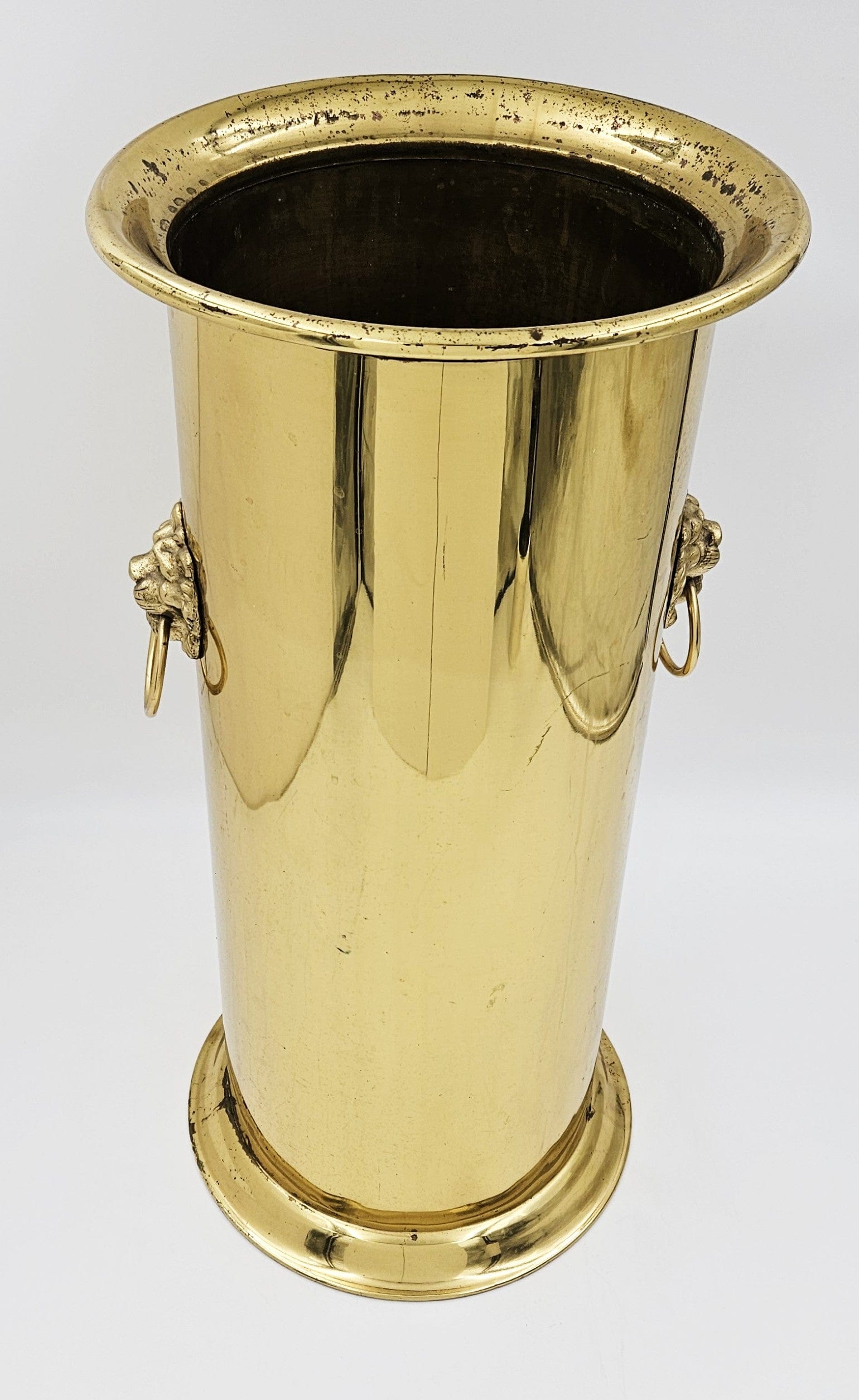 Antique Brass Umbrella Stand Home Decor Vintage Brass Lion Head Handles Tall Umbrella Stand or Planter Pot