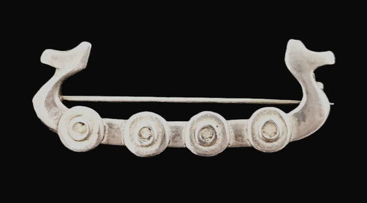 Antique Scandinavian Silver Viking Brooch Jewelry Antique Sterling Silver Scandinavian Viking Long Boat w/ Shields Brooch Pin