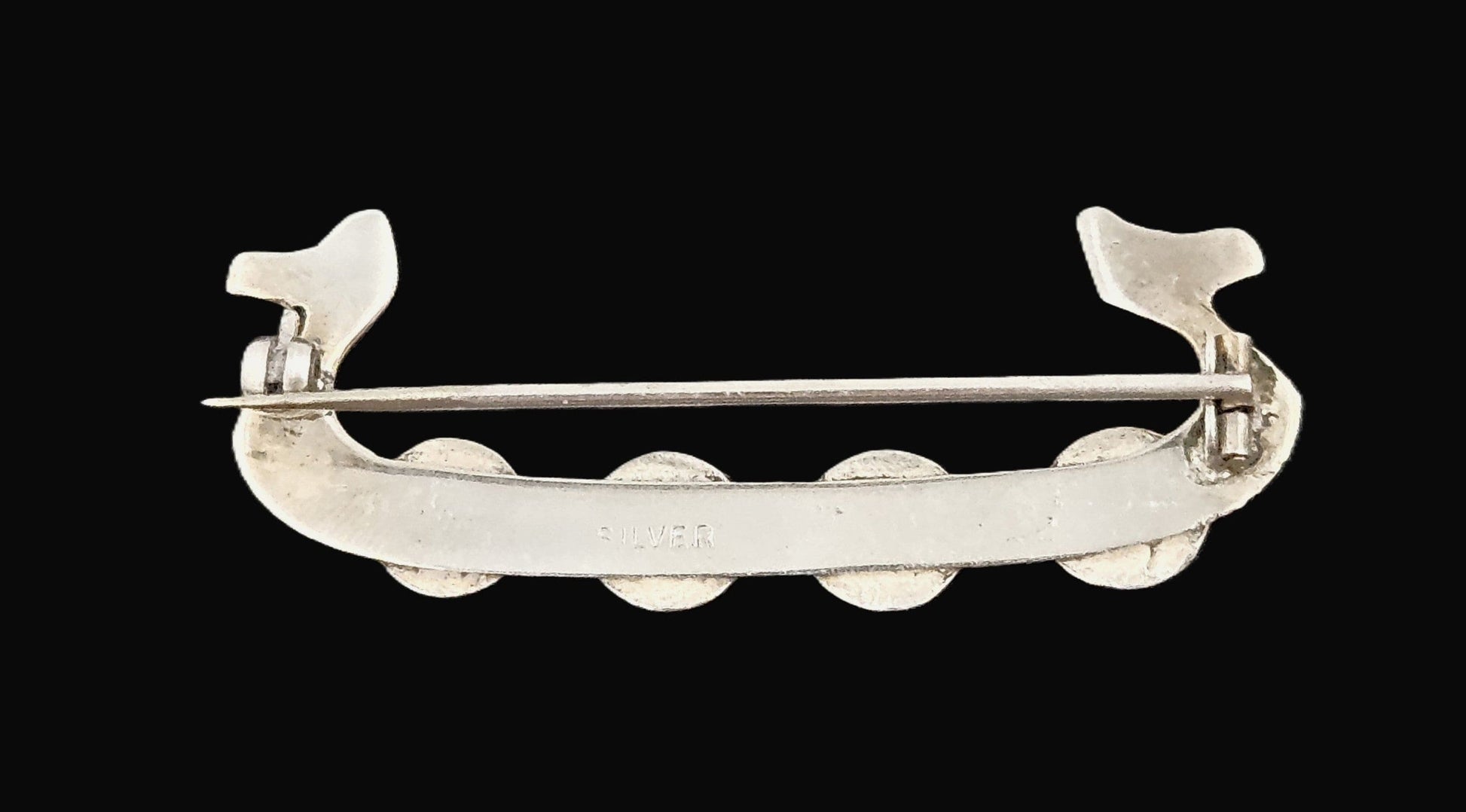 Antique Scandinavian Silver Viking Brooch Jewelry Antique Sterling Silver Scandinavian Viking Long Boat w/ Shields Brooch Pin