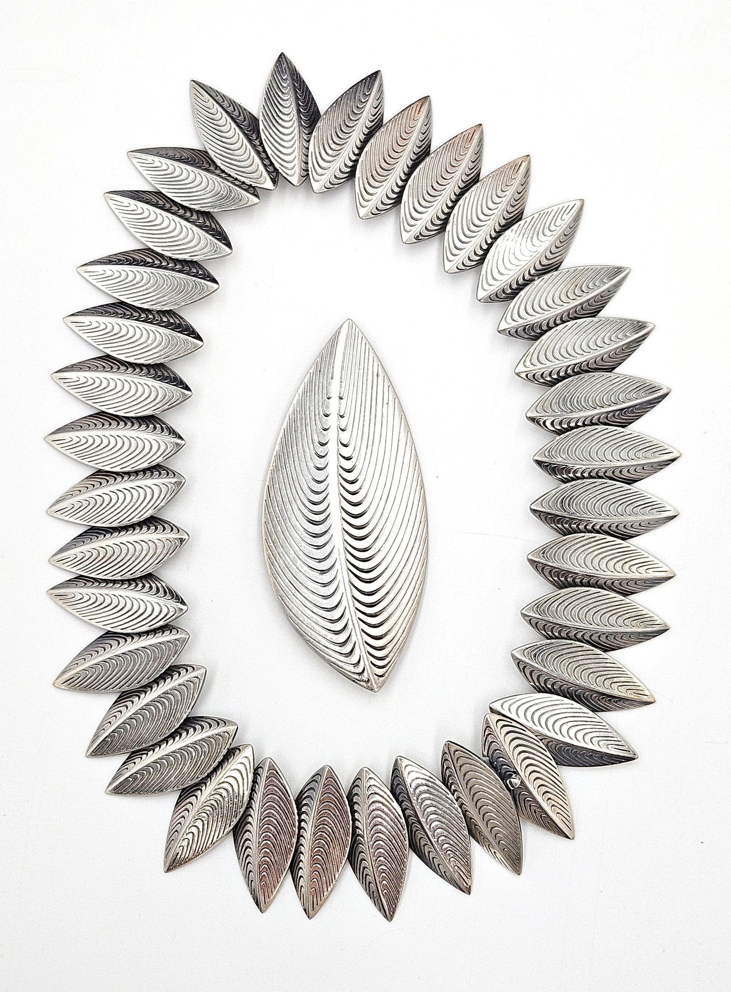 Anton Michelsen Jewelry Rare Eigil Jensen for Anton Michelsen Denmark Sterling Necklace Brooch Set 1950s