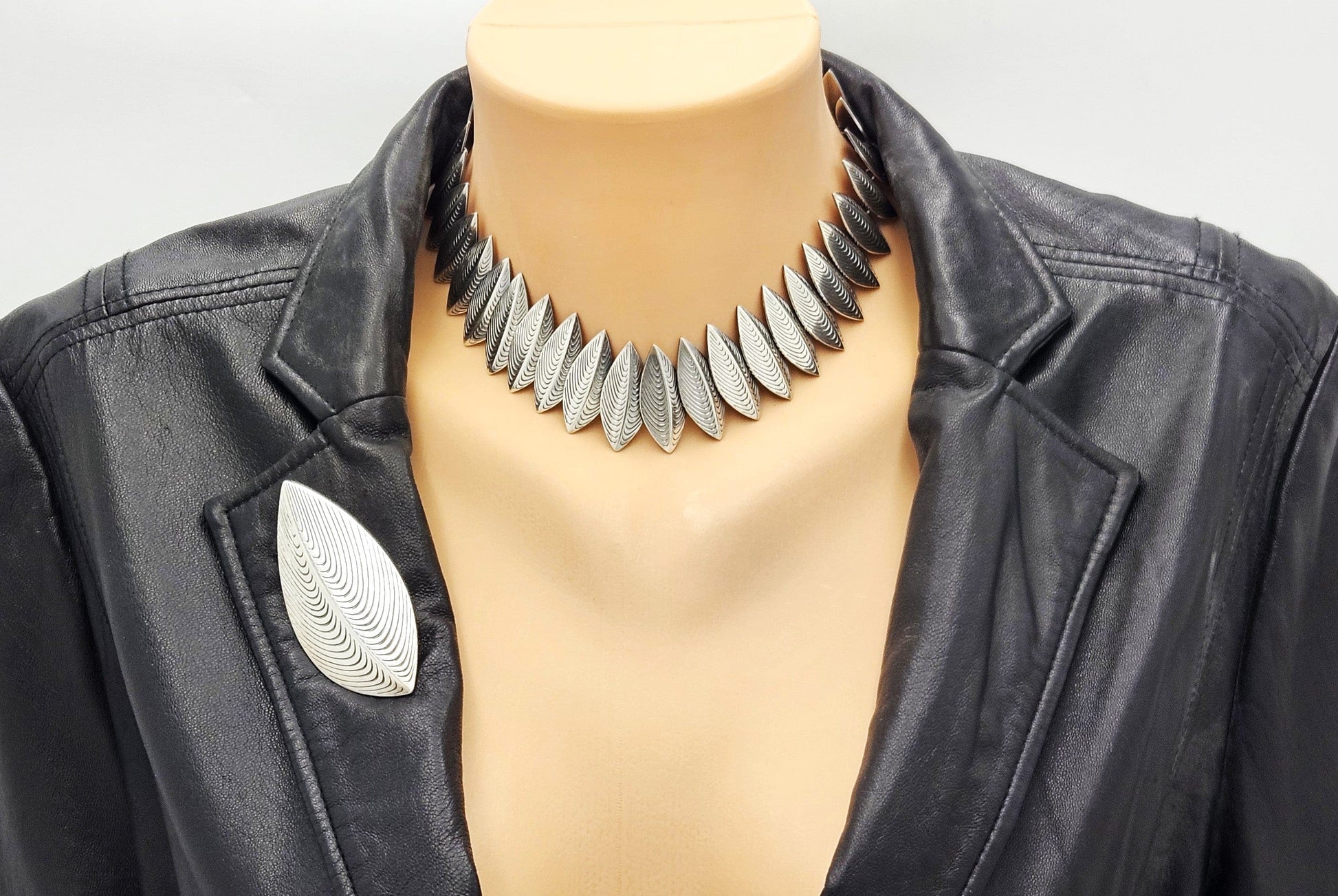 Anton Michelsen Jewelry Rare Eigil Jensen for Anton Michelsen Denmark Sterling Necklace Brooch Set 1950s