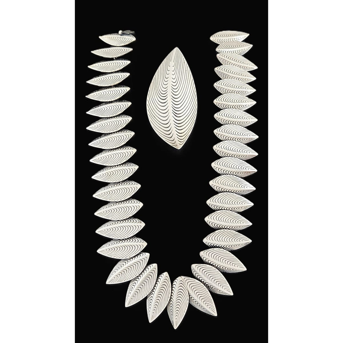Anton Michelsen Jewelry Rare Eigil Jensen for Anton Michelsen Denmark Sterling Necklace Brooch Set 1950s