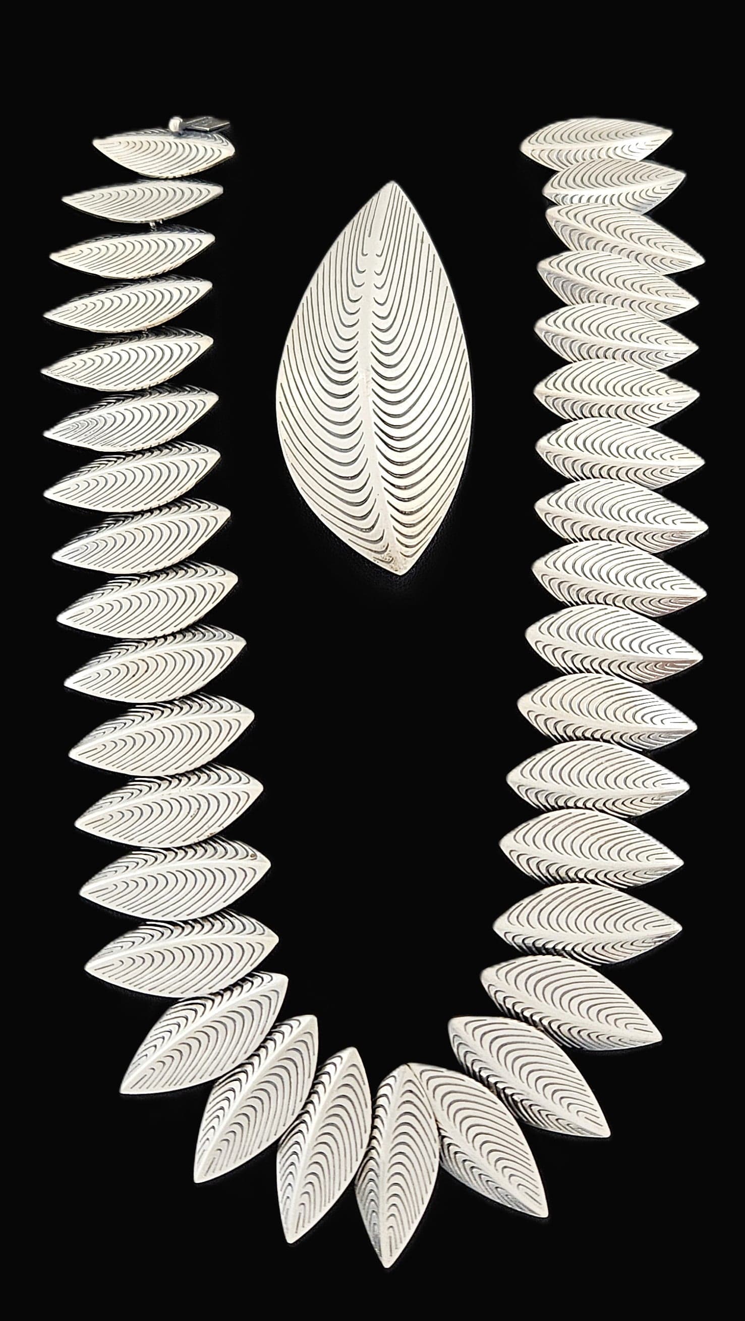 Anton Michelsen Jewelry Rare Eigil Jensen for Anton Michelsen Denmark Sterling Necklace Brooch Set 1950s