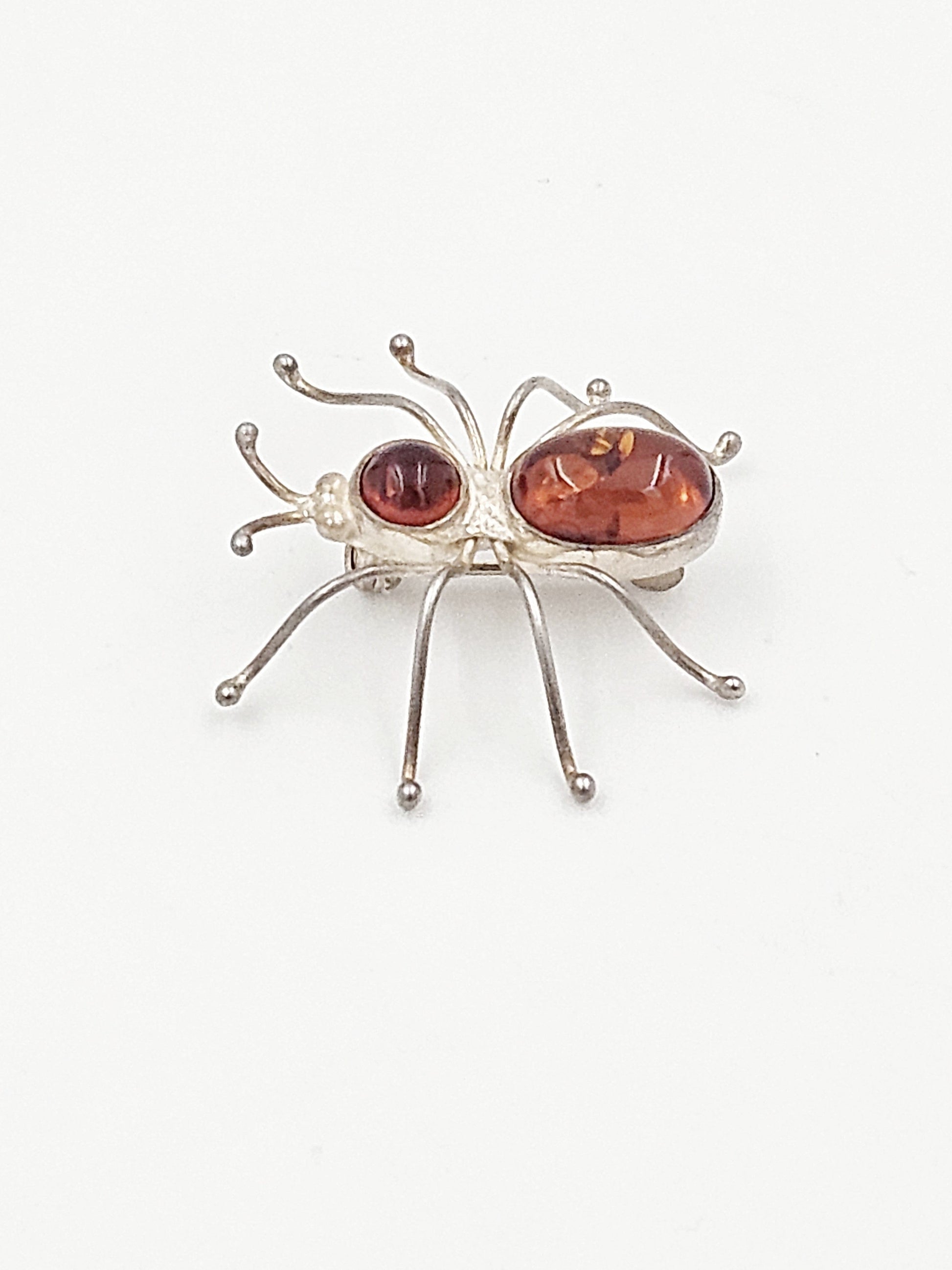 Artisan Brooch Jewelry Artisan Sterling Silver & Amber Spider Brooch