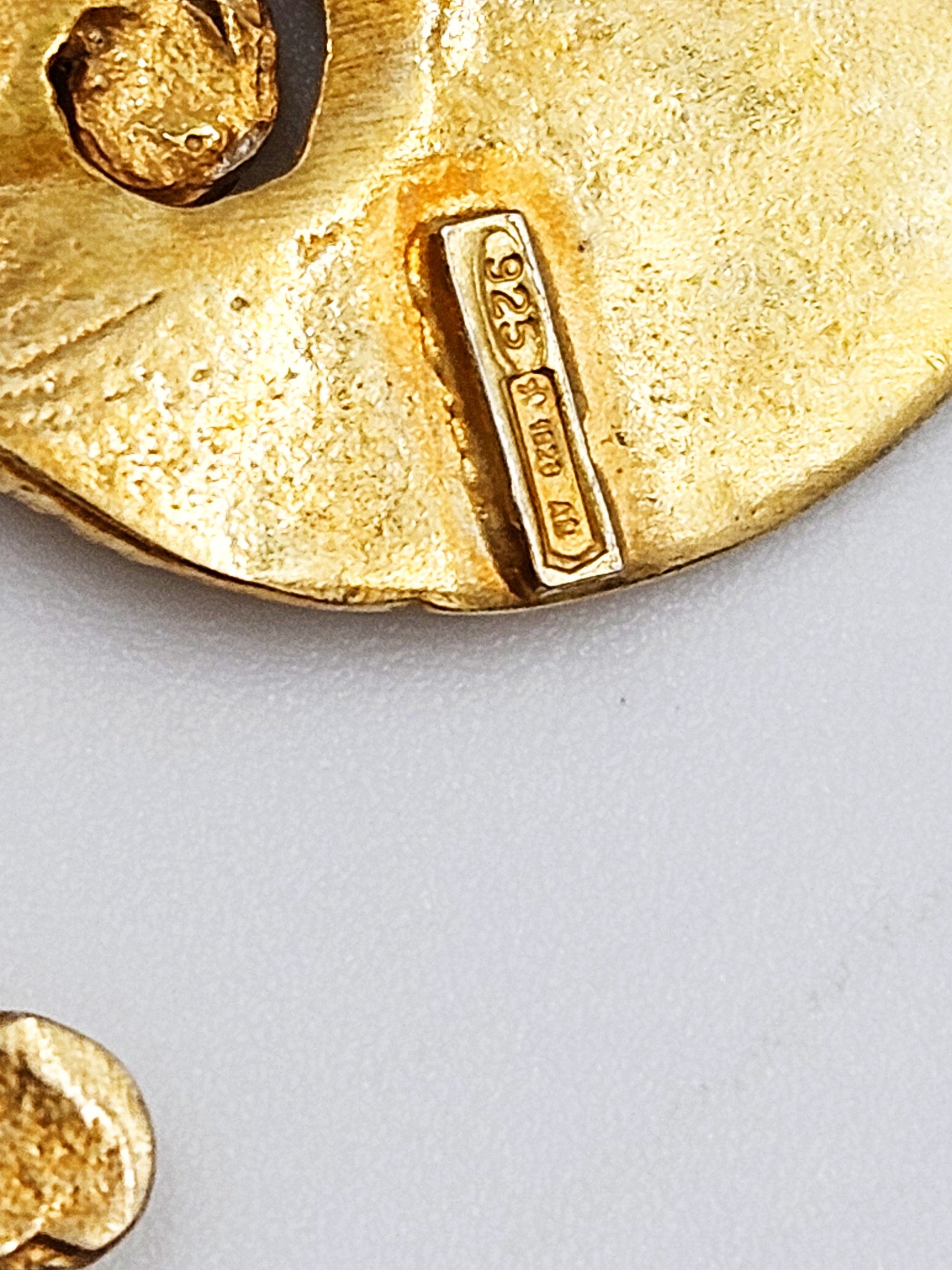 Artisan Brooch Jewelry Italian Artisan Gilt Sterling Large Abstract Modernist Brooch