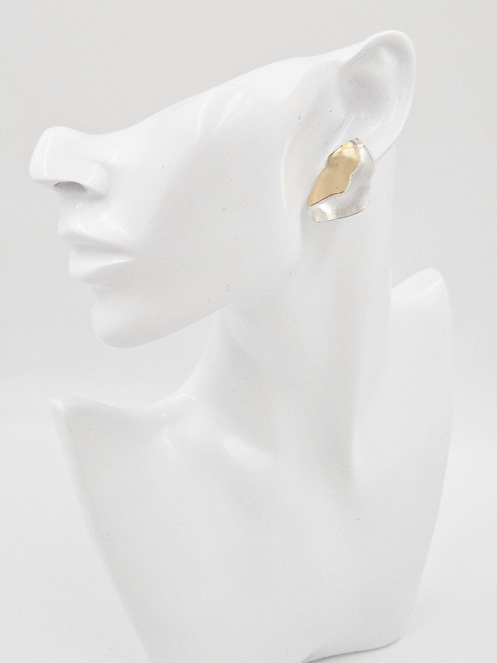 Artisan Earrings Jewelry Vintage Studio Artist Sterling + 14k Abstract Modernist Earrings