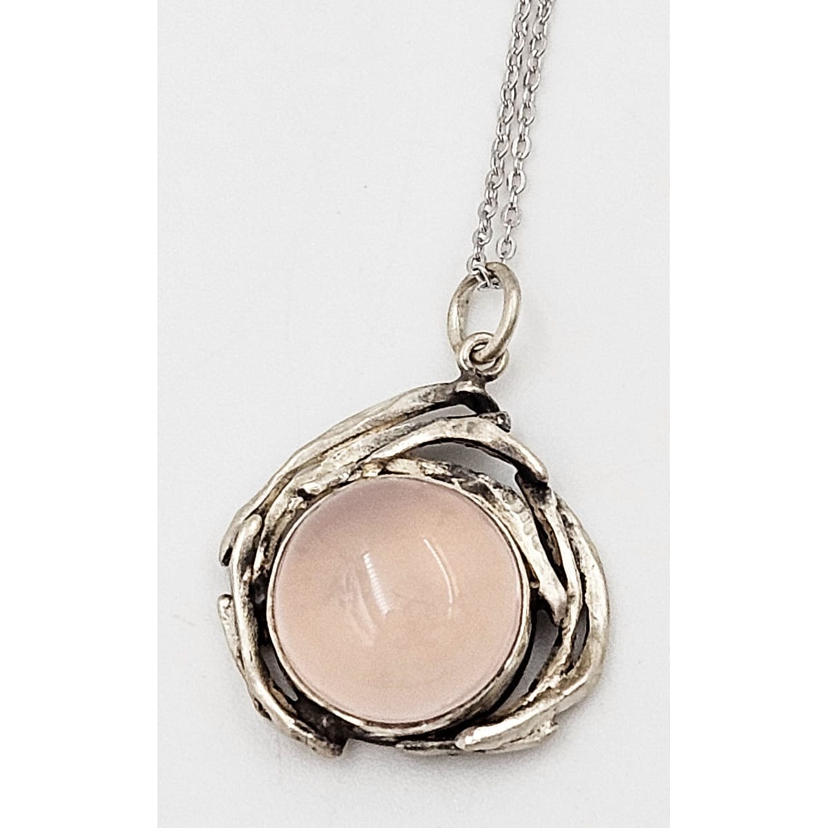 Artisan Signed Necklace Jewelry Artisan Signed Sterling &amp; Rose Quartz Pendant Necklace