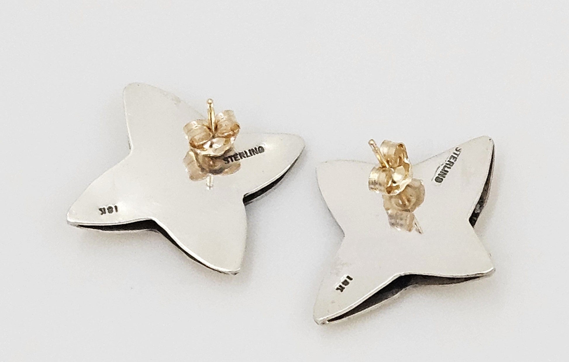 Artisan Sterling 18k Pearl Earrings Jewelry Artisan Made Sterling Silver - 18K Gold - Pearl Modernist Abstract 3D Earrings