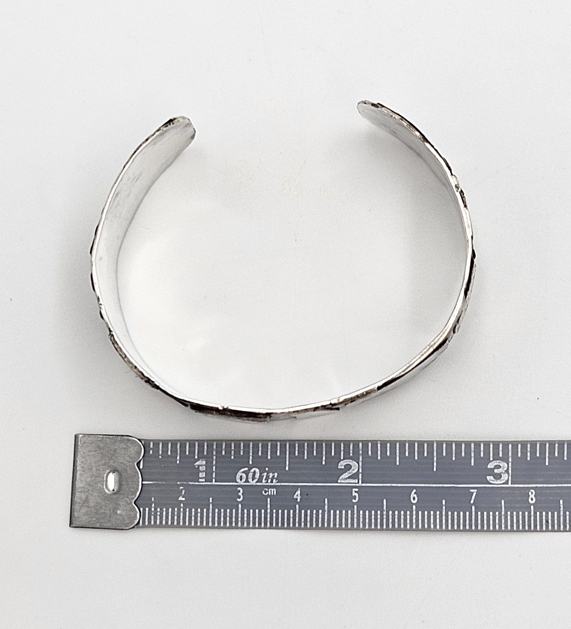 Artisan sterling silver abstract modernist Cuff Bracelet, view 10 of 10