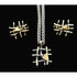 Vintage Artisan sterling silver and 24K gold plated modernist Necklace and Earring Set, view 1 of 7