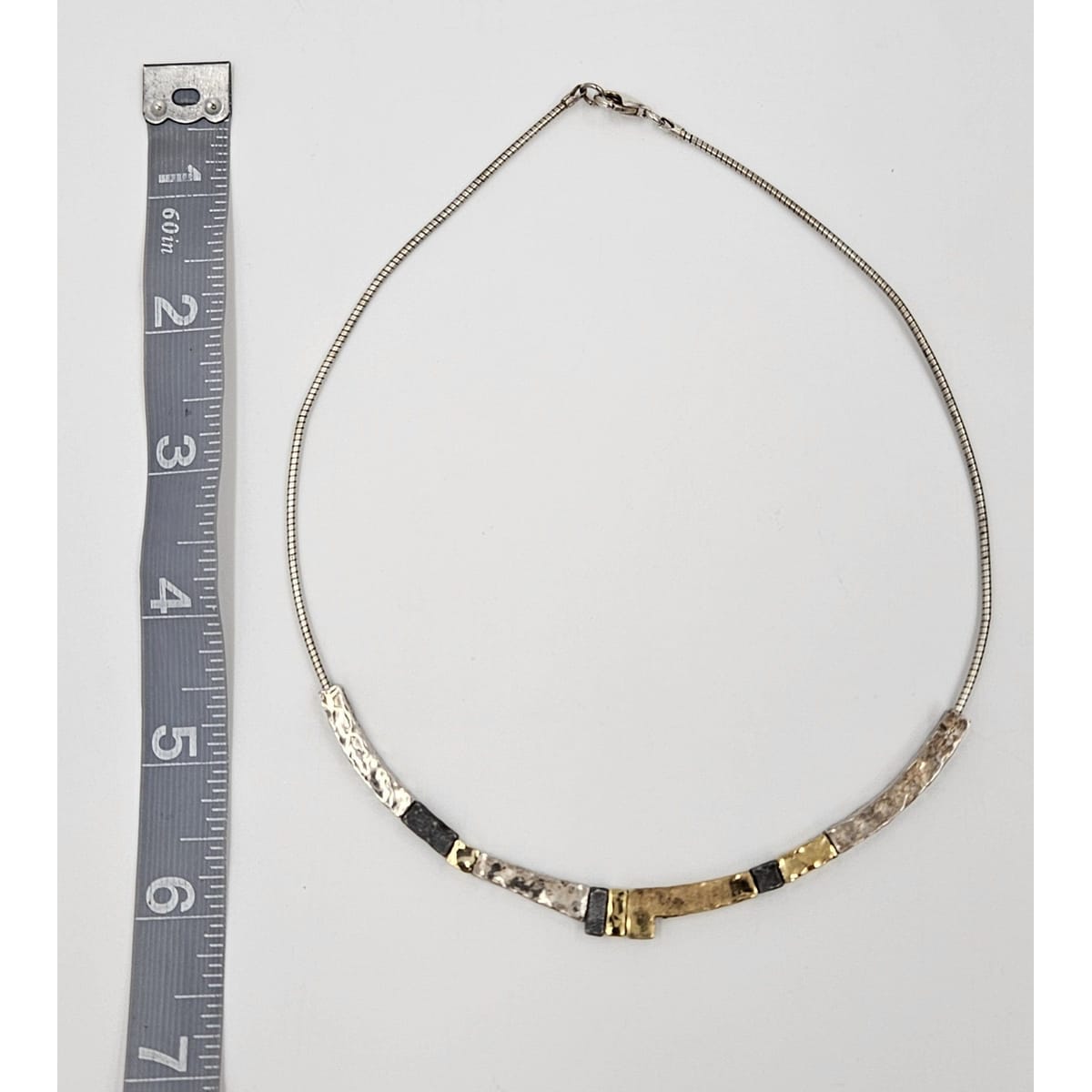 modernist Hammered Pendants Multi-Tone sterling silver and 24K gold plated Necklace, view 8 of 8