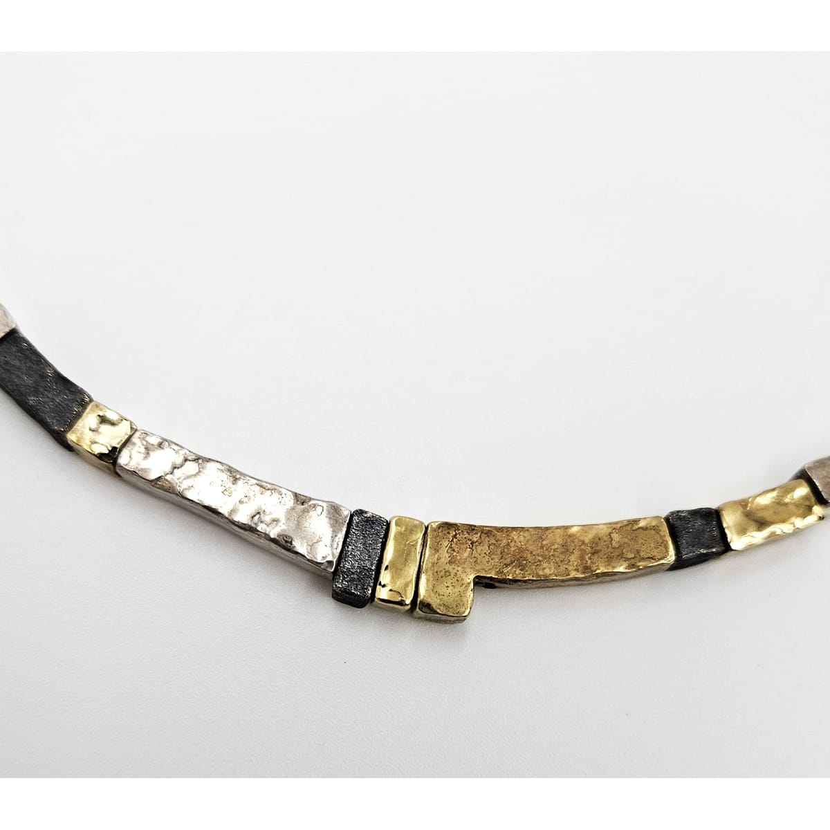 modernist Hammered Pendants Multi-Tone sterling silver and 24K gold plated Necklace, view 5 of 8