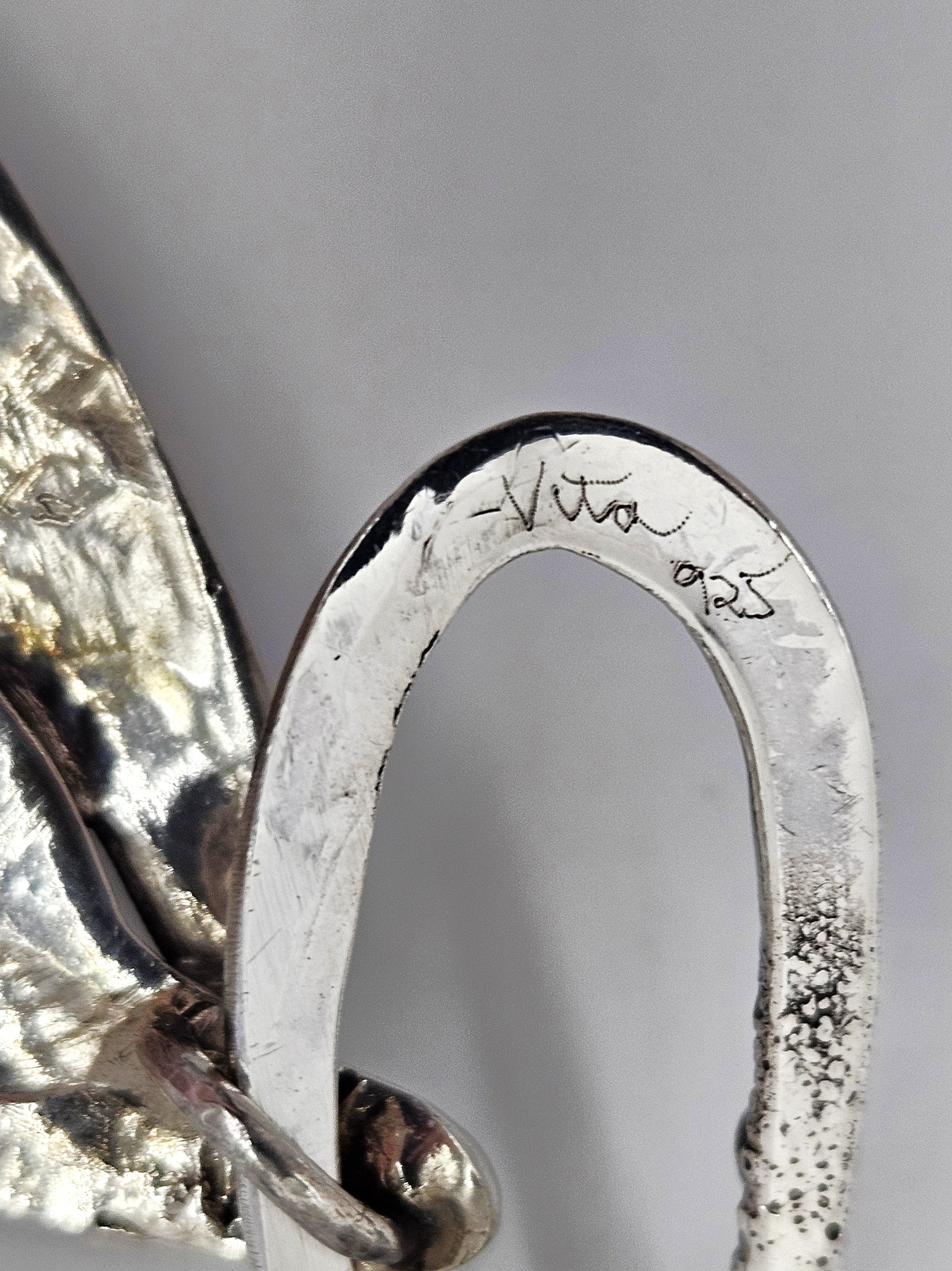 Artisan Sterling Necklace Jewelry Brutalist Sterling Silver Modernist Pendant Collar Necklace