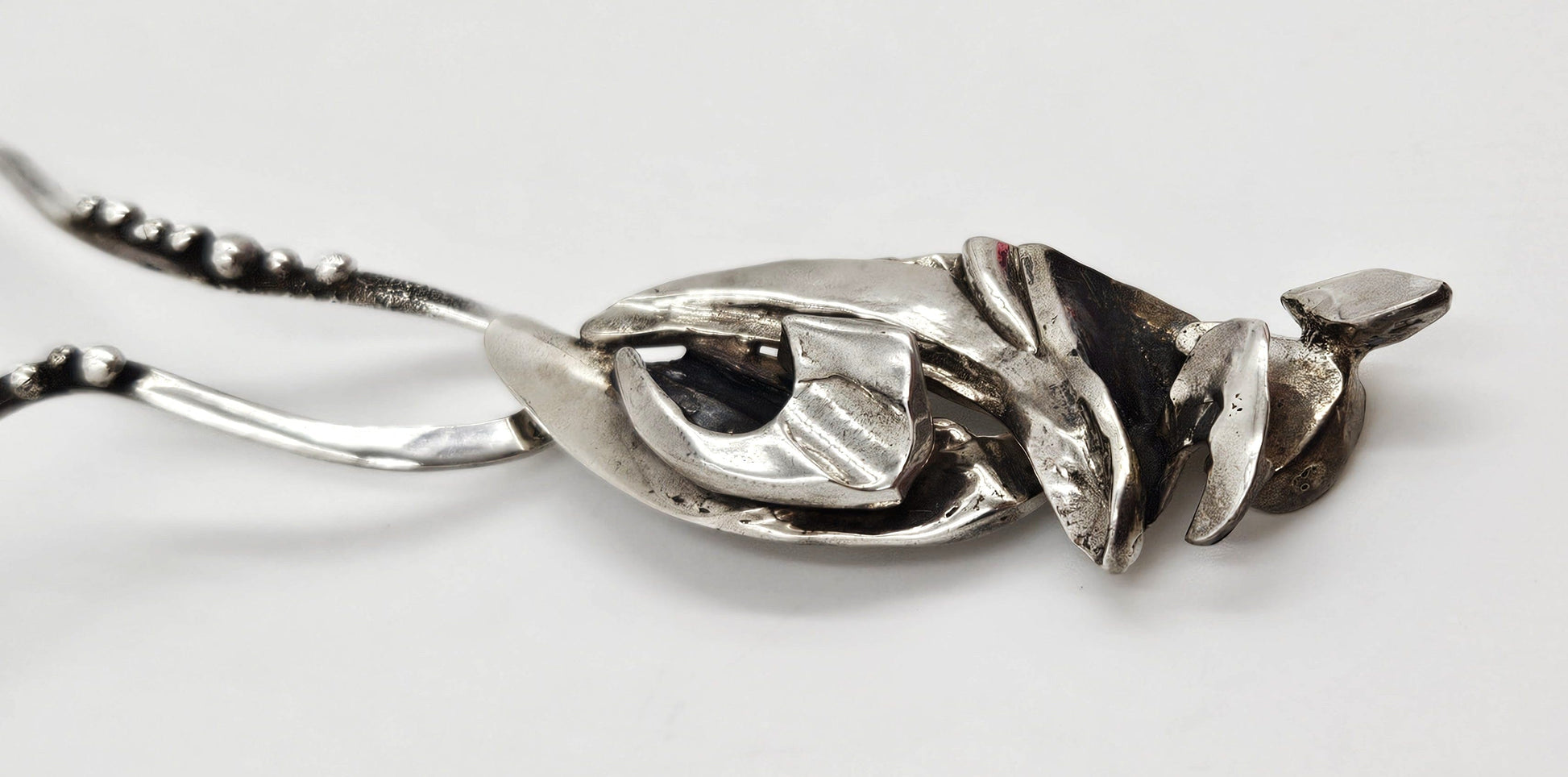 Artisan Sterling Necklace Jewelry Brutalist Sterling Silver Modernist Pendant Collar Necklace