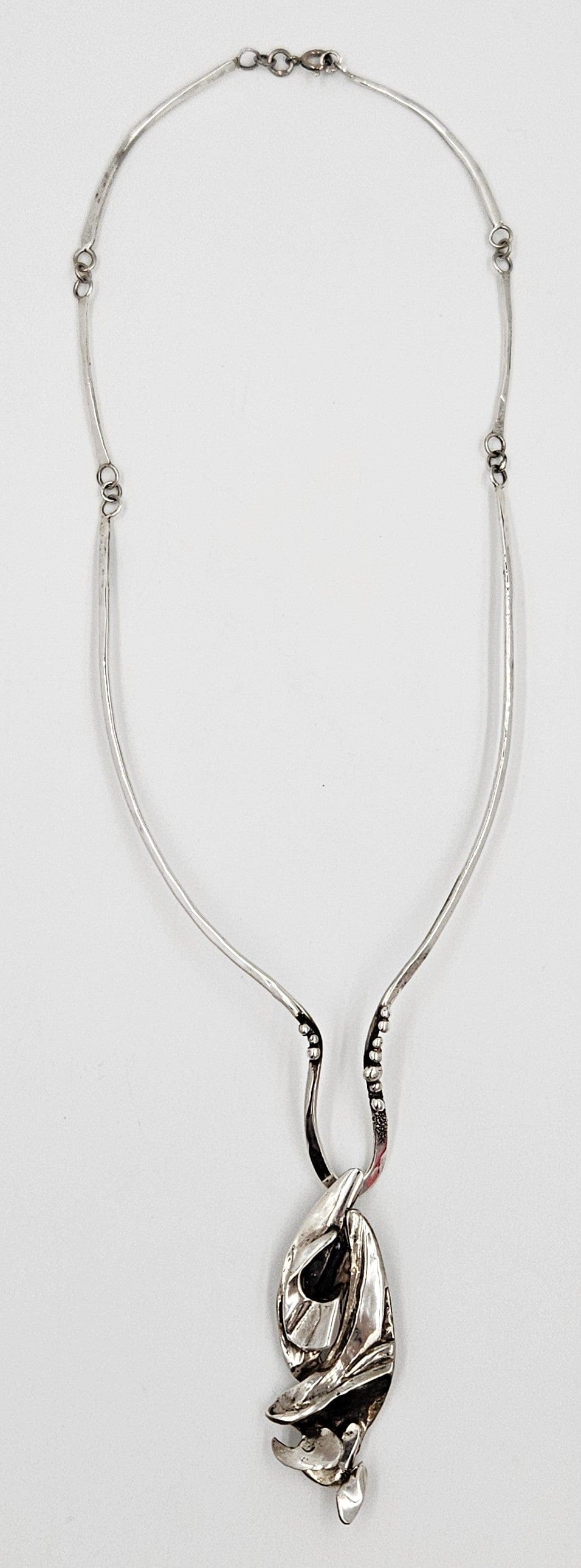 Artisan Sterling Necklace Jewelry Brutalist Sterling Silver Modernist Pendant Collar Necklace