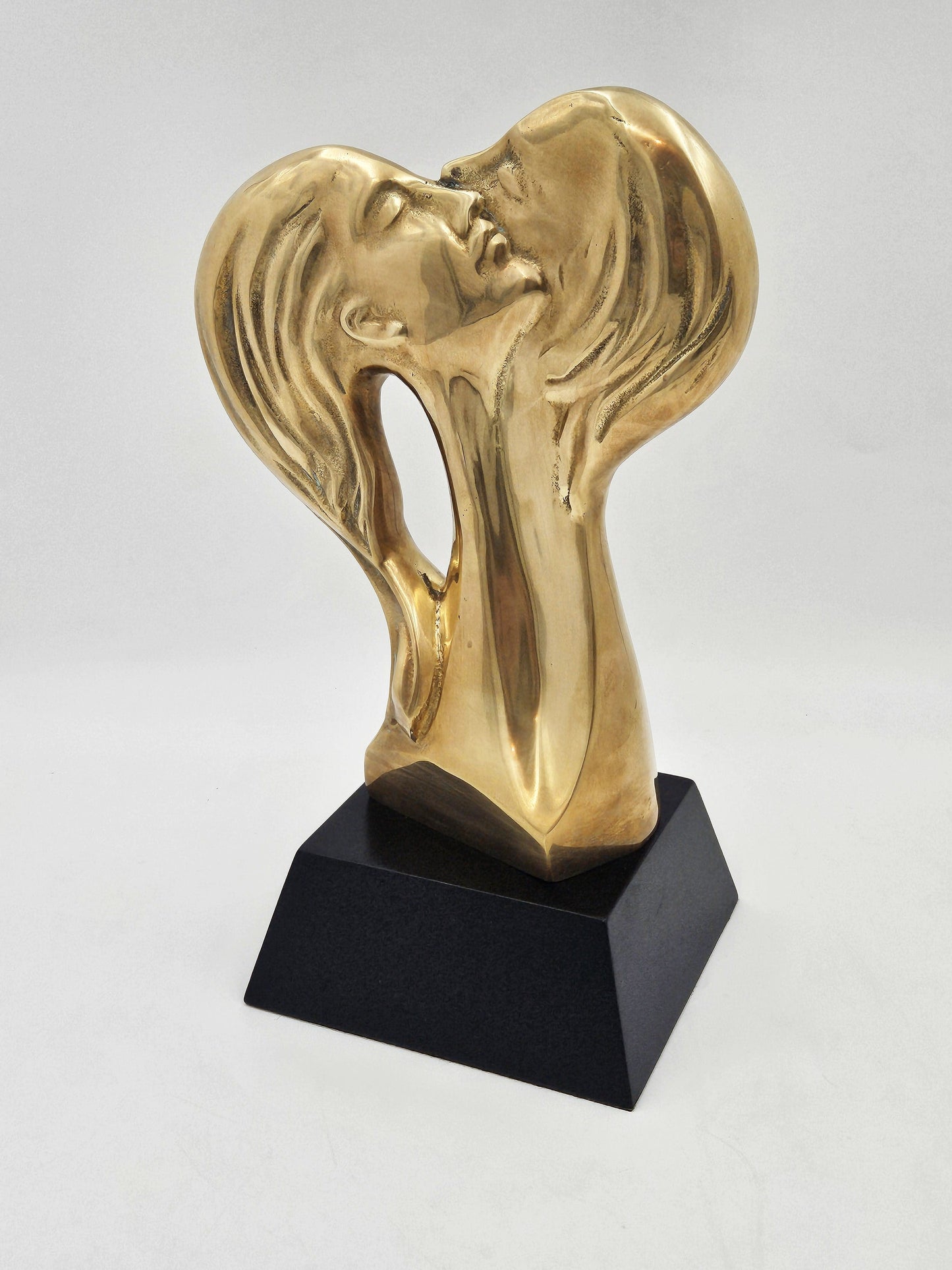 Austin Productions Sculpture Austin Prod BRASS Sculpture "Faces of Love" Signed Fisher C. 1980