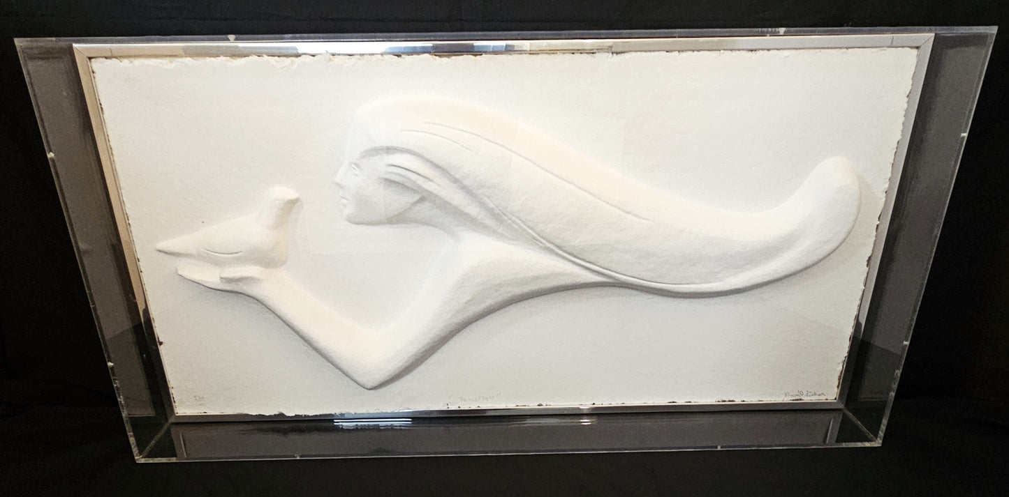 Austin Productions Sculpture Rare Austin XL Lucite Framed 3D Sculpted Paper Peace Flight Fisher 524/1000