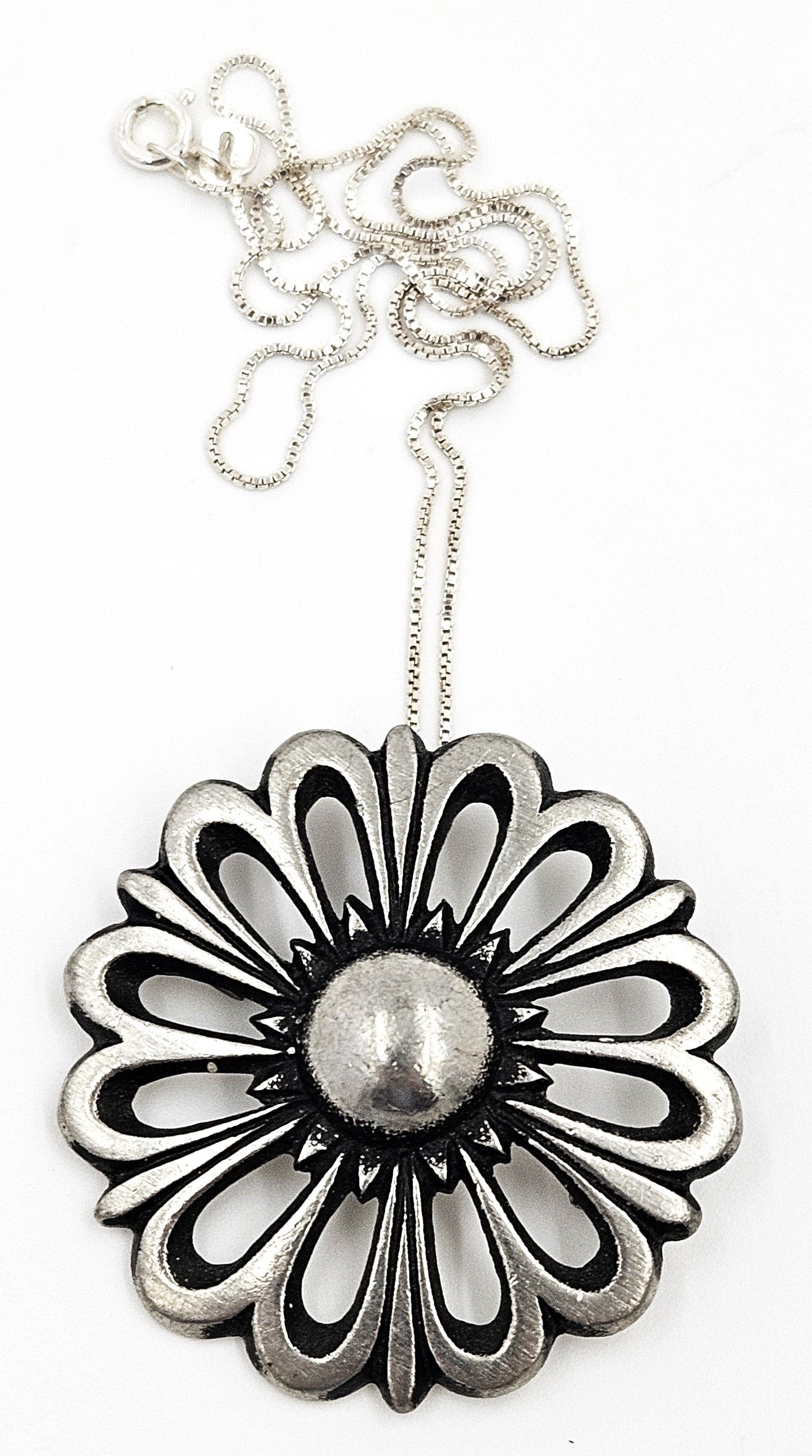 Bernt Torngre Sweden Jewelry BT Sweden Pewter Modernist Flower Brooch/Pendant Sterling Necklace 1967