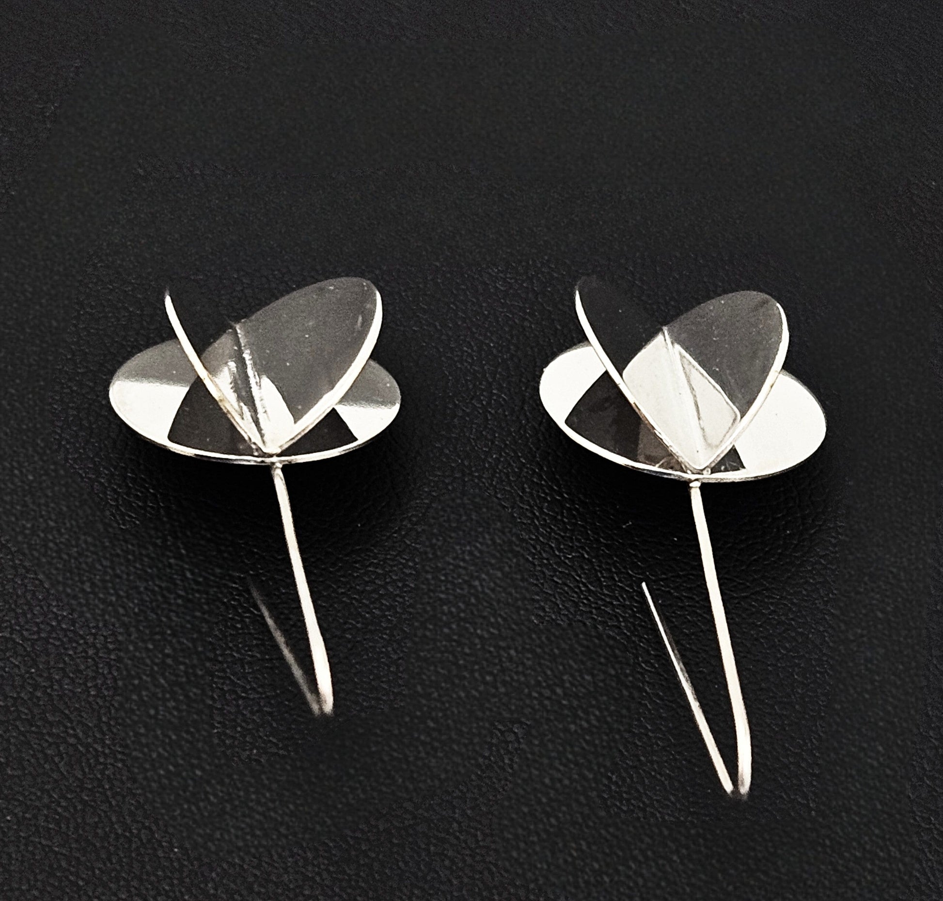 Betty Cooke Jewelry Superb Iconic US Designer Betty Cooke 3D Modernist Sterling Silver Earrings