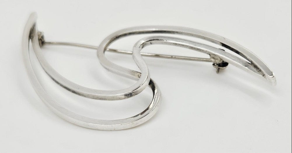 Bill Tendler Jewelry Rare US Designer Bill Tendler Sterling Silver Modernist 3D Brooch Circa 1950s