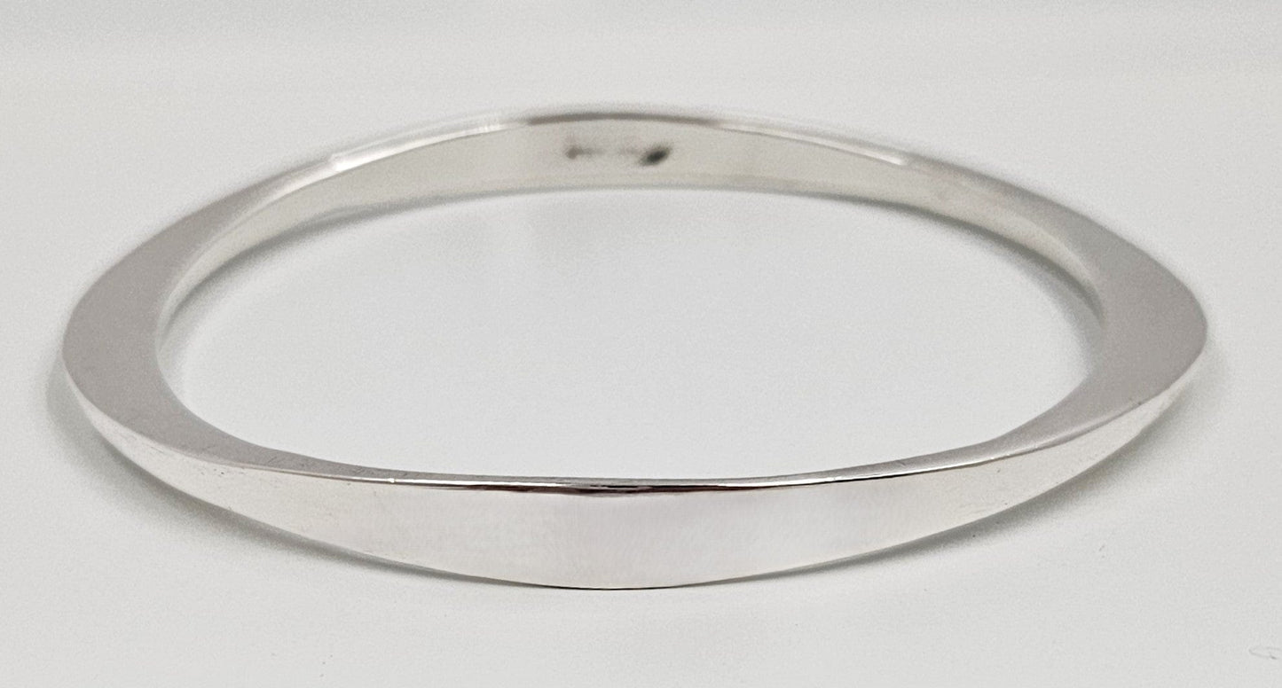 Bolt Sterling Jewelry Navajo George Bolt NM Sterling Silver Modernist Bangle Bracelet Circa 1980's