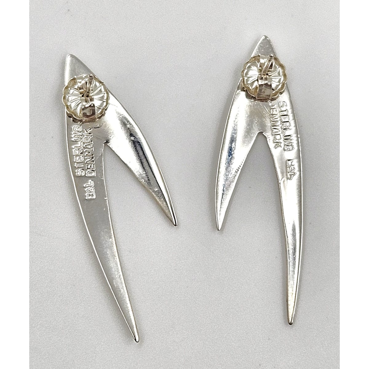 Borresen Lassen Jewelry Børresen Lassen B&amp;L Denmark Sterling 3D Retro Atomic Brooch Earring Set 50s