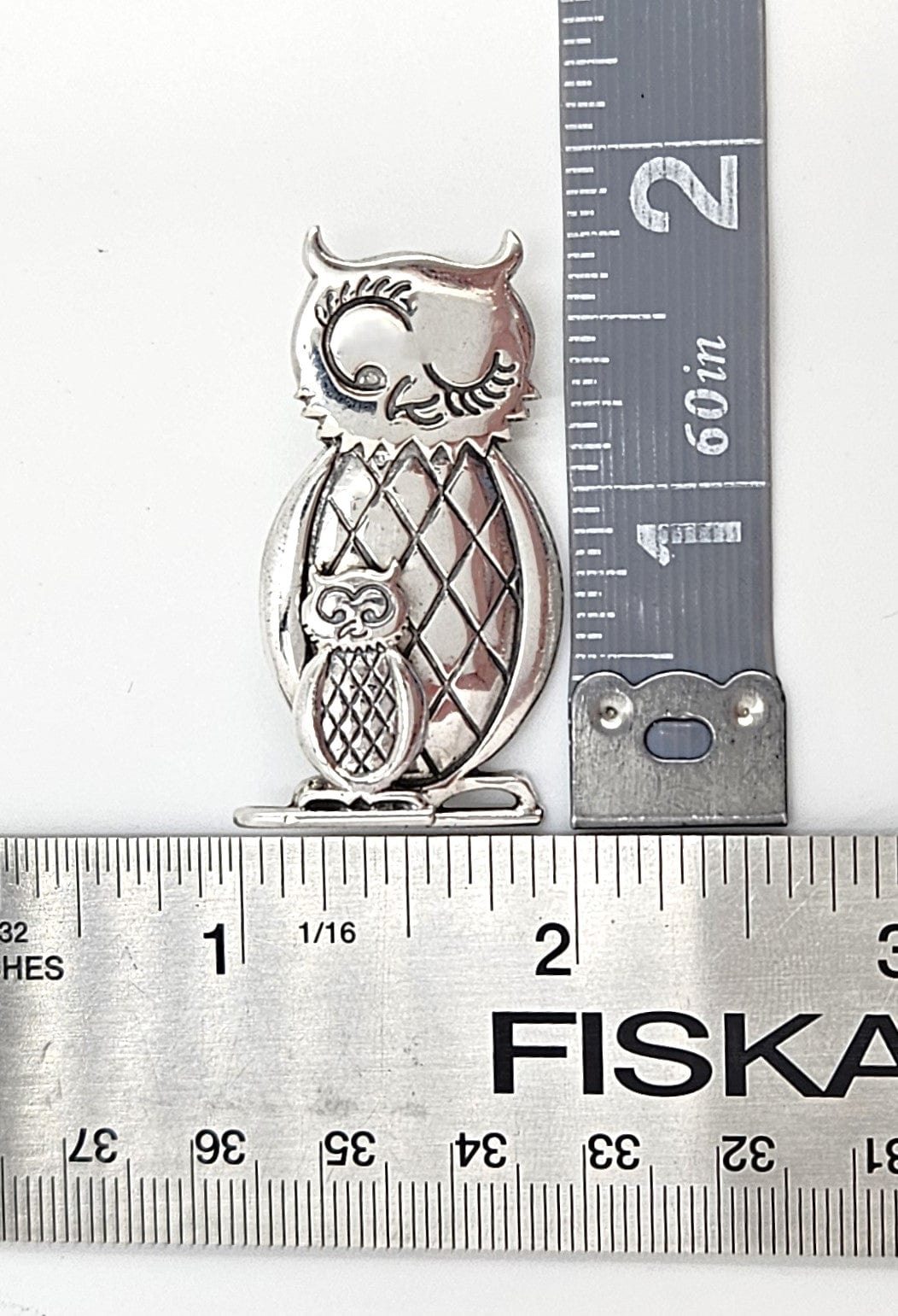 Brammer Jewelry Danish Max Brammer Sterling 3D Winking Mama Owl w/ Baby Owl Brooch 1960s