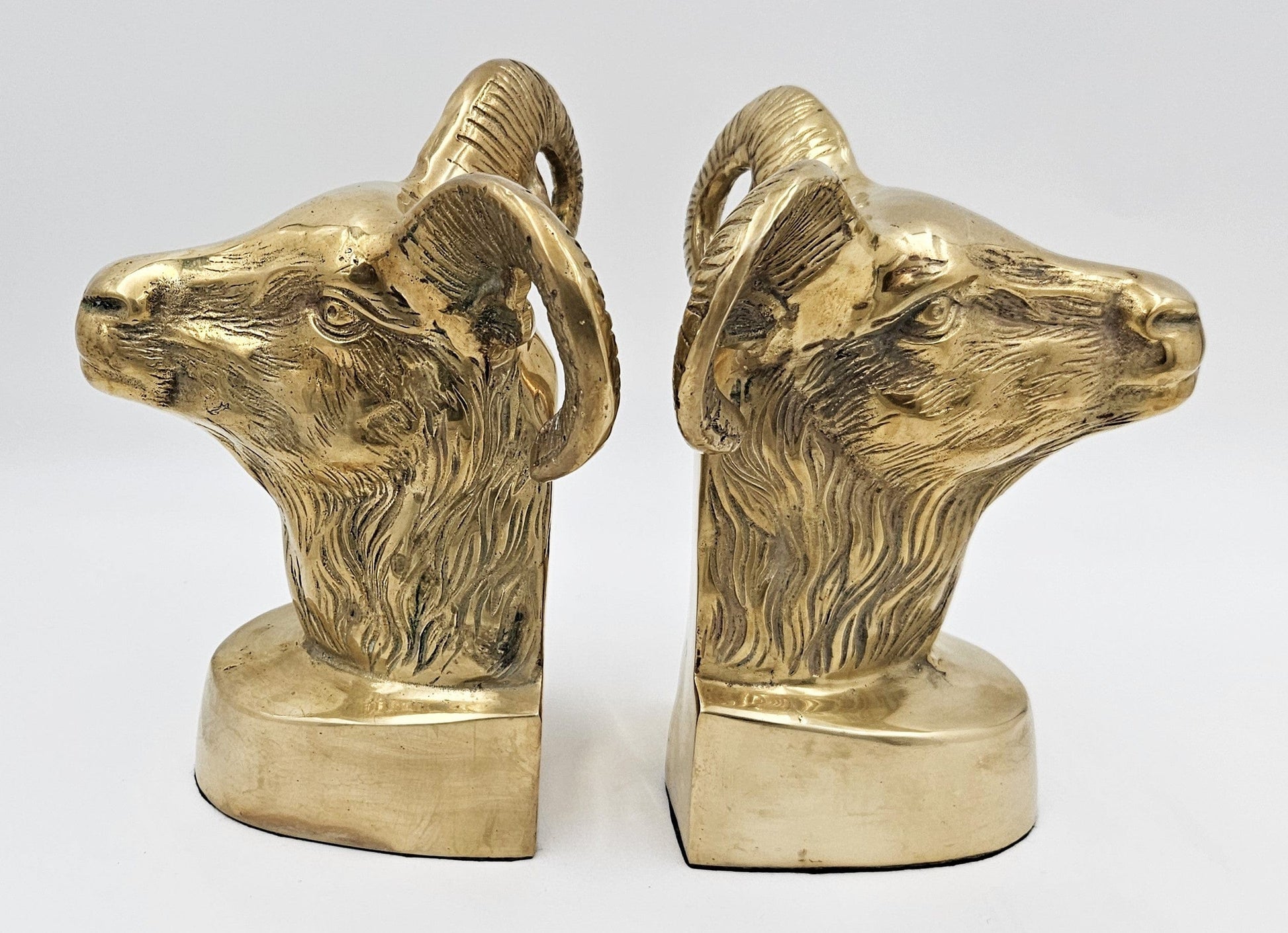 Brass Bookends Bookends Fantastic Large Weighted Brass Ram Sheep Aries Bookends Circa 1970/80s