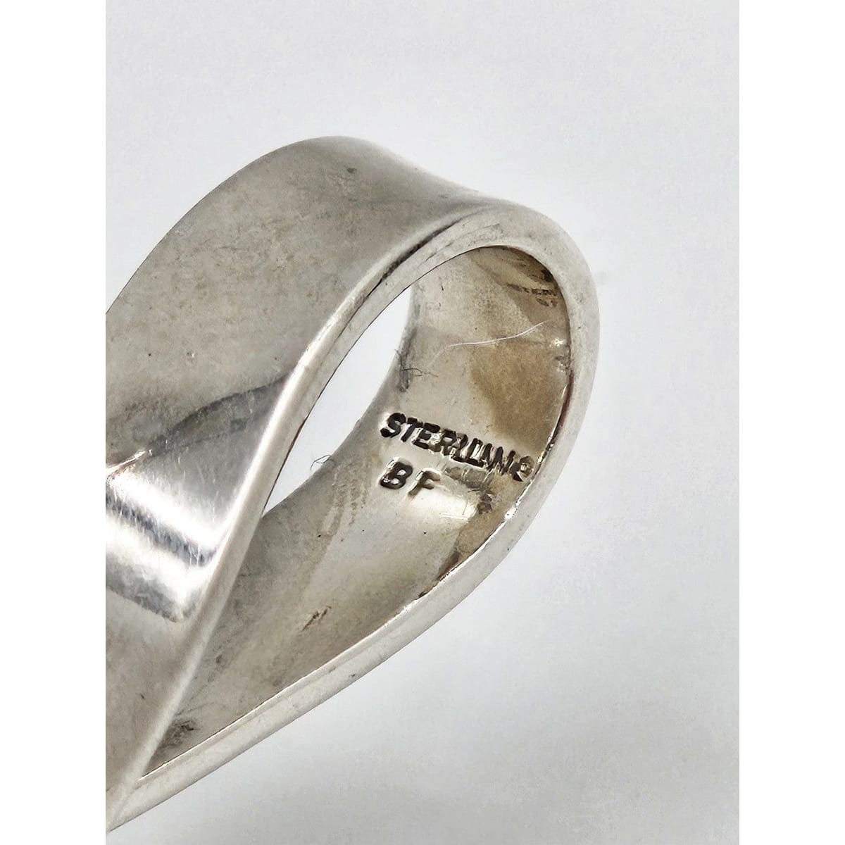 Signed Artisan BF Sterling Silver Unisex Modernist XL Neck Ring