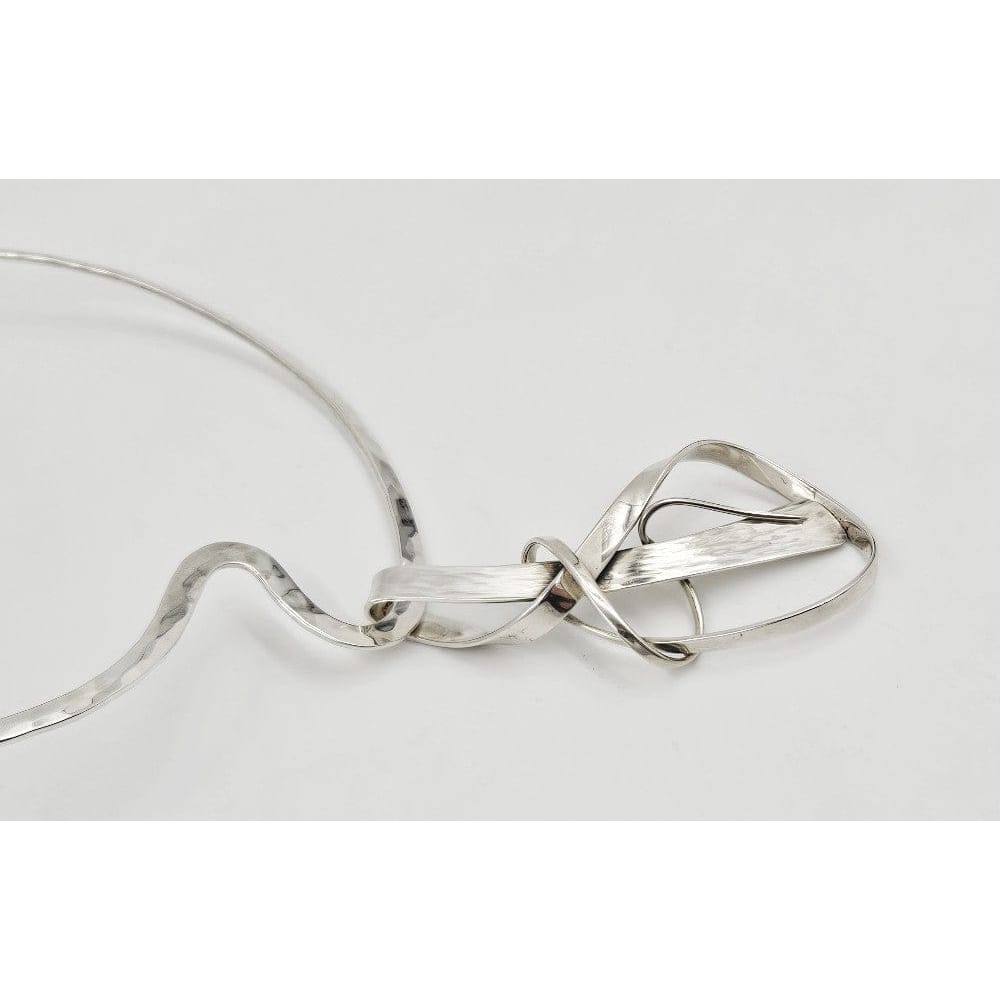 Signed Artisan BF Sterling Silver Unisex Modernist XL Neck Ring