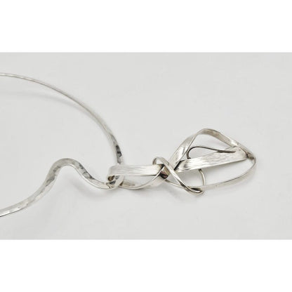 Signed Artisan BF Sterling Silver Unisex Modernist XL Neck Ring