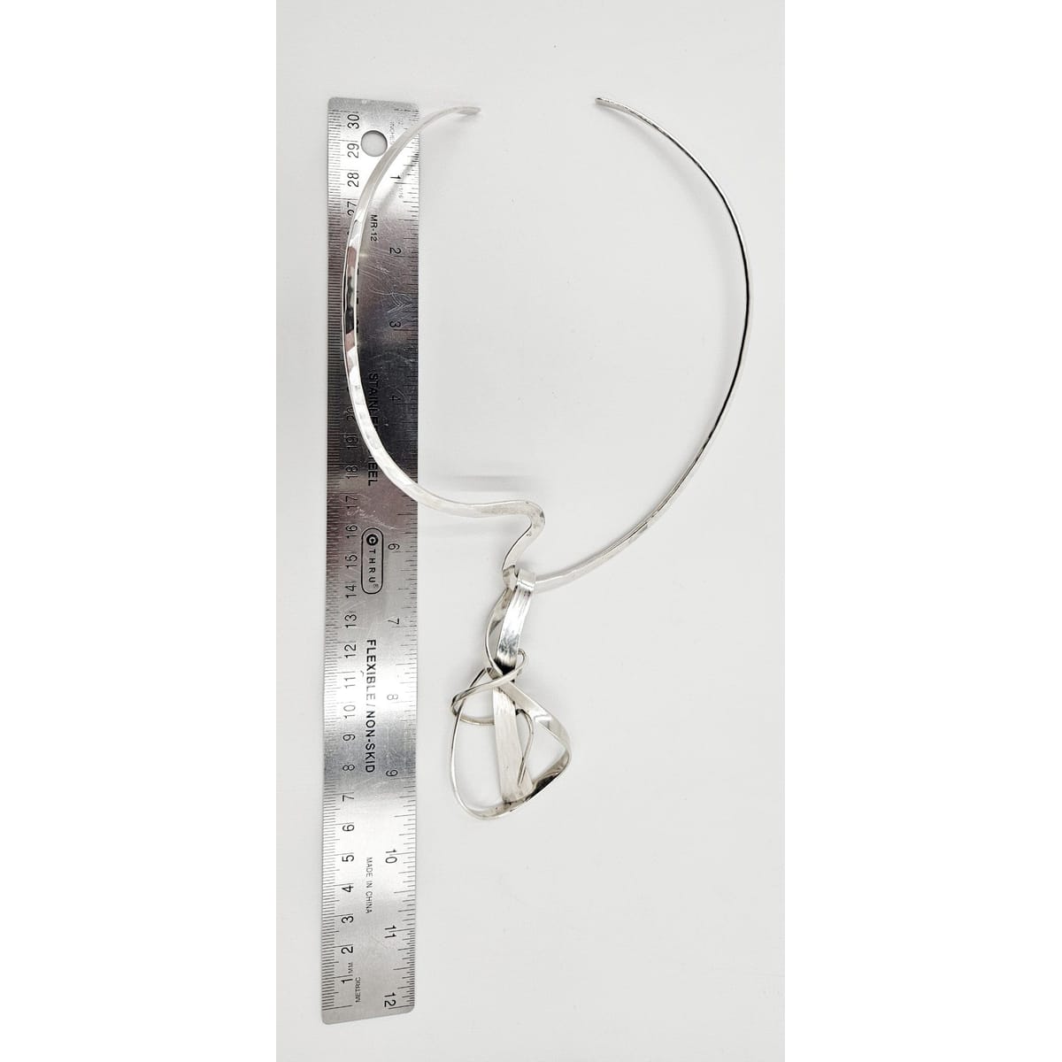 Signed Artisan BF Sterling Silver Unisex Modernist XL Neck Ring
