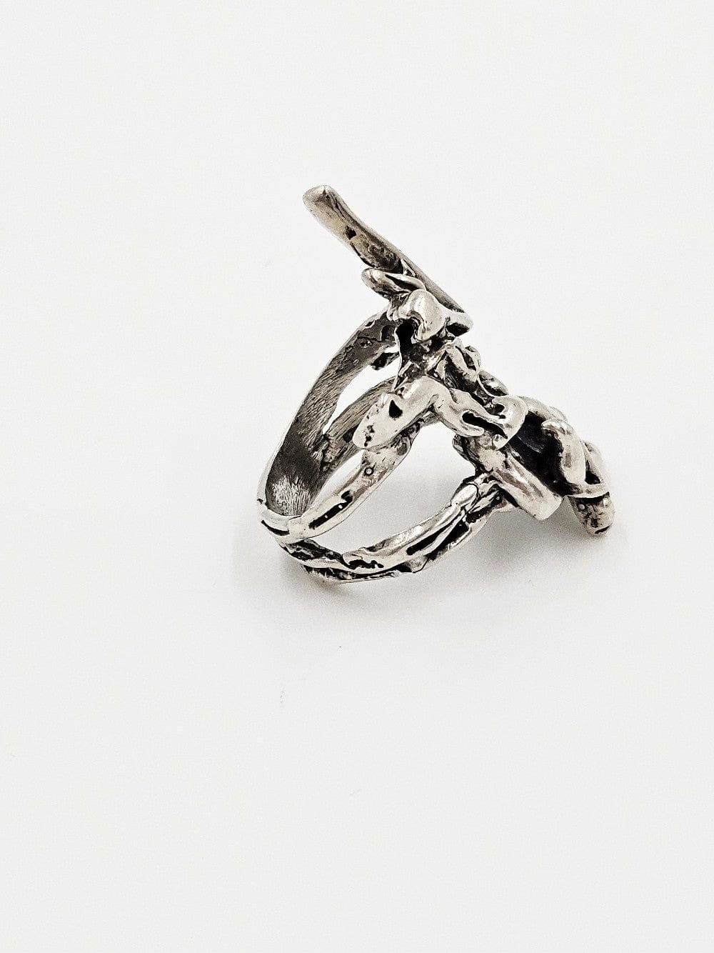 Brutalist Ring Jewelry Designer Sterling Silver Modernist Brutalist Ring Signed