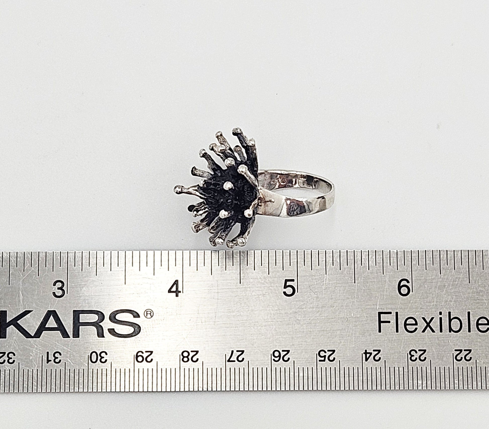 Brutalist Sterling Ring Jewelry Spikey Brutalist Sterling Silver Cocktail Ring